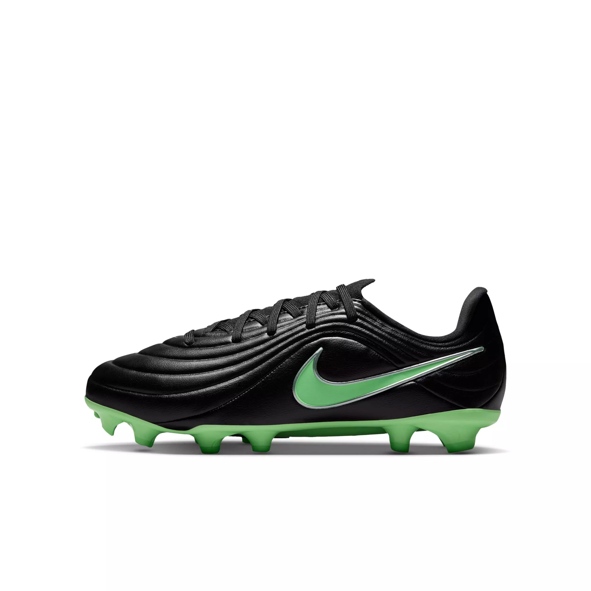 Nike Tiempo Maestro Academy MG "Black/Black/Illusion Green" Grade School Kids' Soccer Cleat - BLACK/BLACK/GREEN