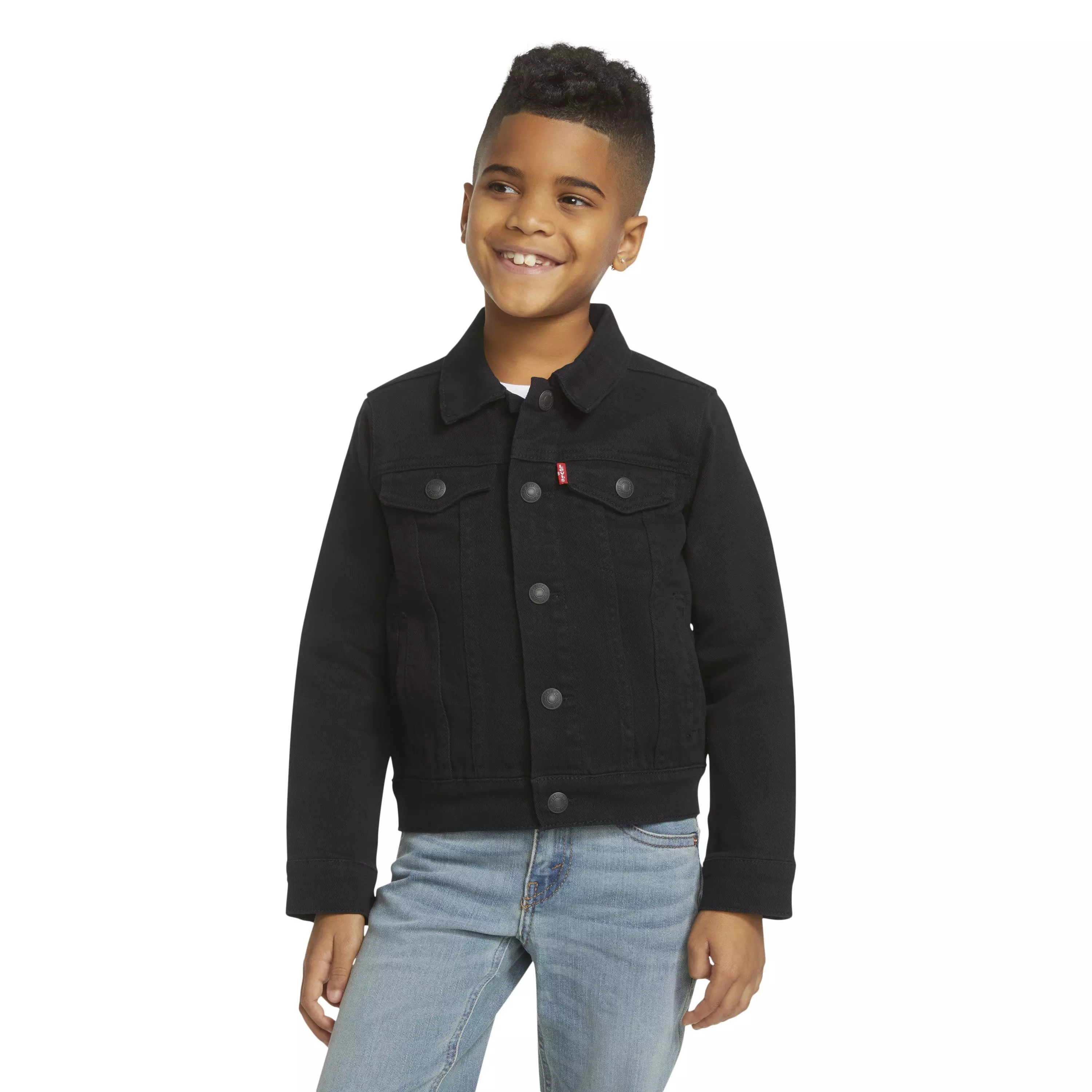 Levi's Little Boys' Trucker Style Black Wash Denim Jacket - BLACK