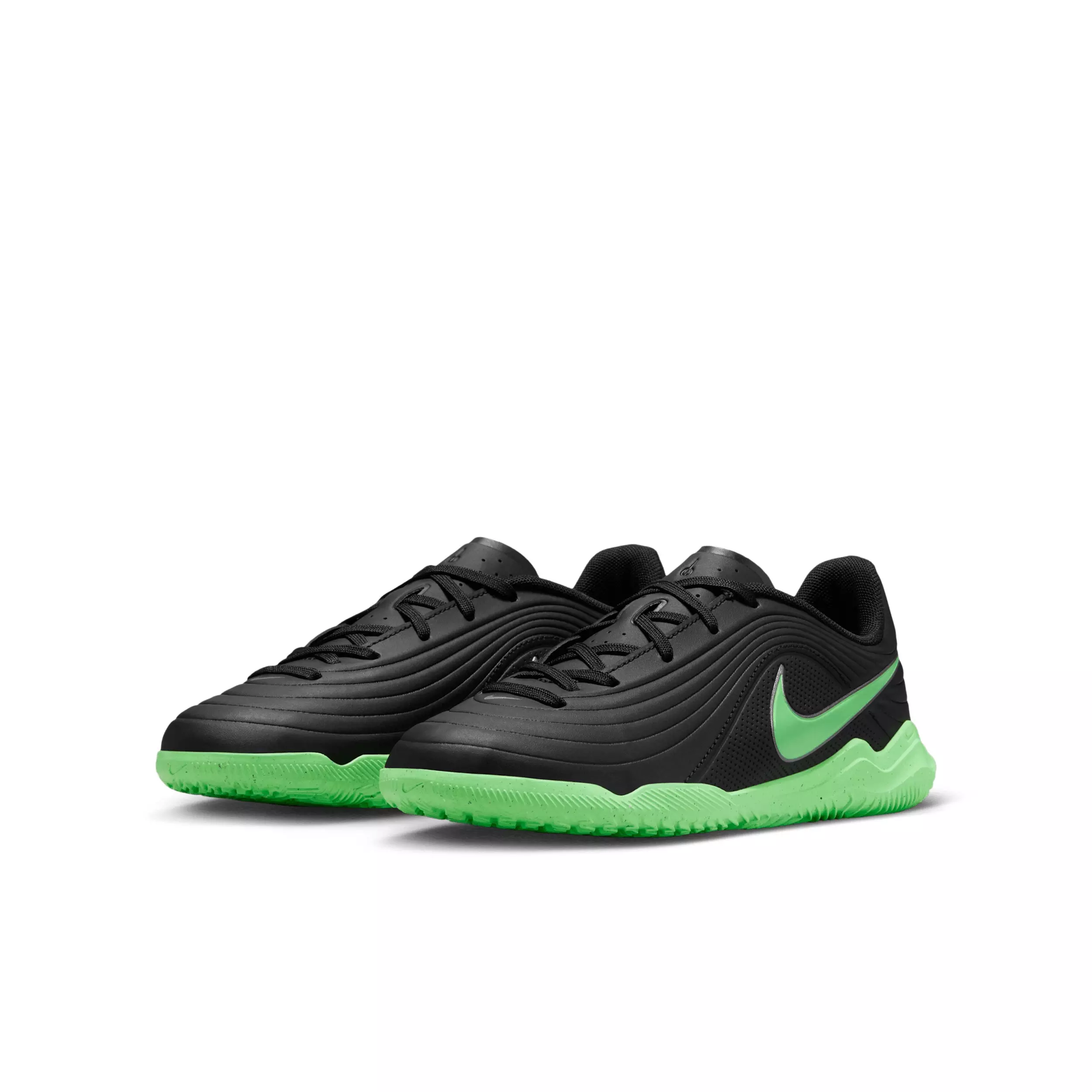 Nike Tiempo Maestro Club IC "Black/Black/Illusion Green" Grade School Kids' Soccer Shoe - BLACK/BLACK/GREEN