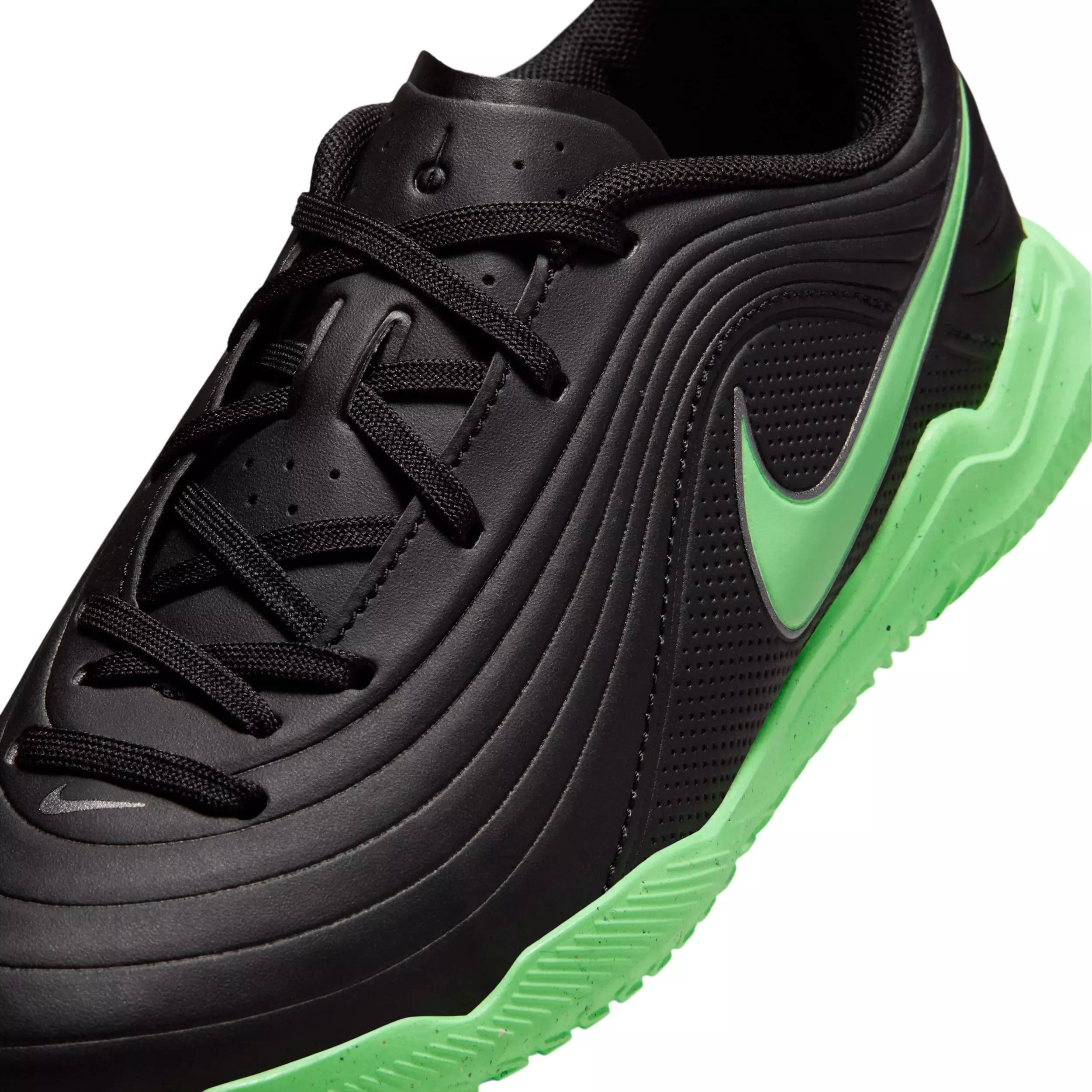 Nike Tiempo Maestro Club IC "Black/Black/Illusion Green" Grade School Kids' Soccer Shoe - BLACK/BLACK/GREEN