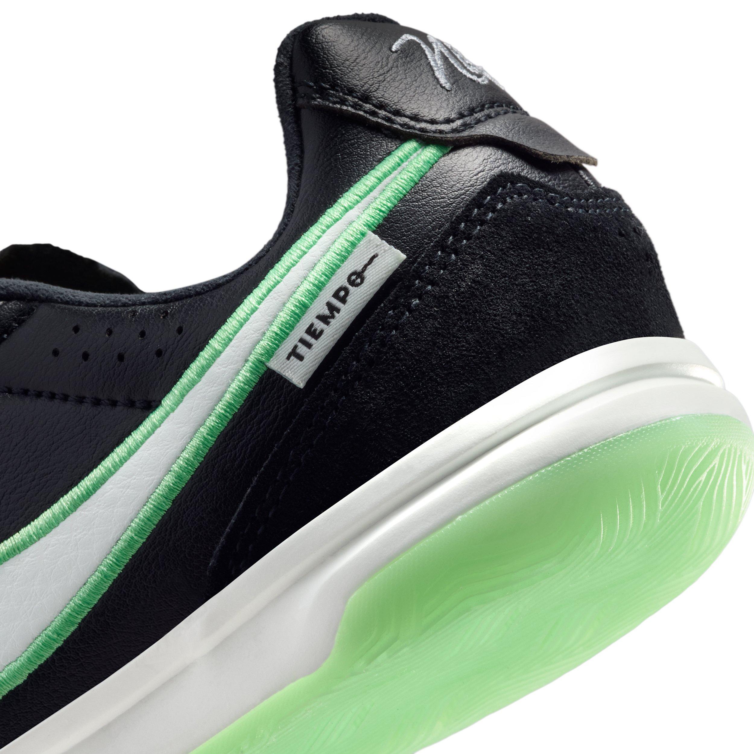 Nike Tiempo Streetgato IC "Black/Black/Illusion Green" Grade School Kids' Soccer Shoe - BLACK/BLACK/GREEN