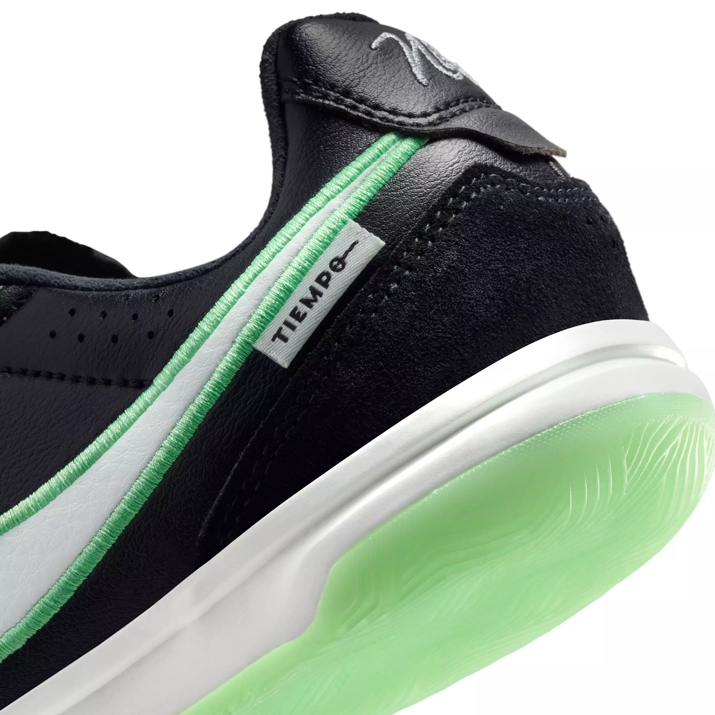 Nike Tiempo Streetgato IC "Black/Black/Illusion Green" Grade School Kids' Soccer Shoe - BLACK/BLACK/GREEN