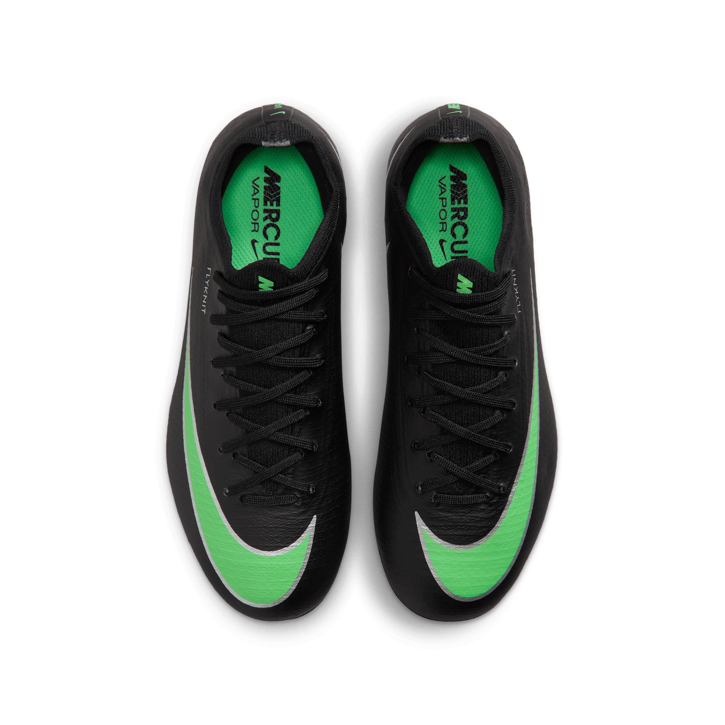 Nike Mercurial Vapor 17 Pro FG "Black/Black/Illusion Green" Grade School Kids' Soccer Cleat - BLACK/BLACK/GREEN Thumbnail View 4