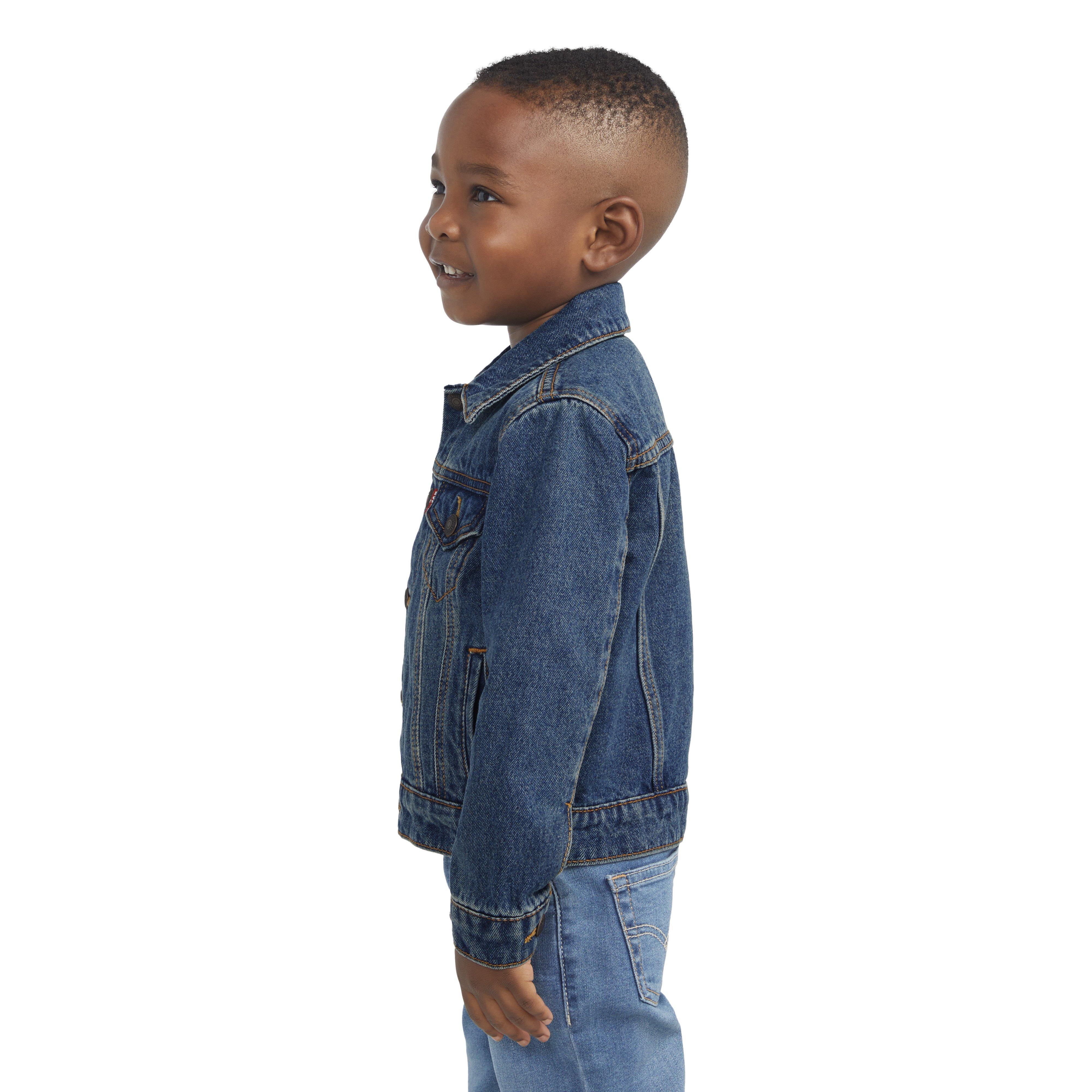 Levi's Toddler Boys' Trucker Style Dark Blue Wash Denim Jacket - BLUE Thumbnail View 3