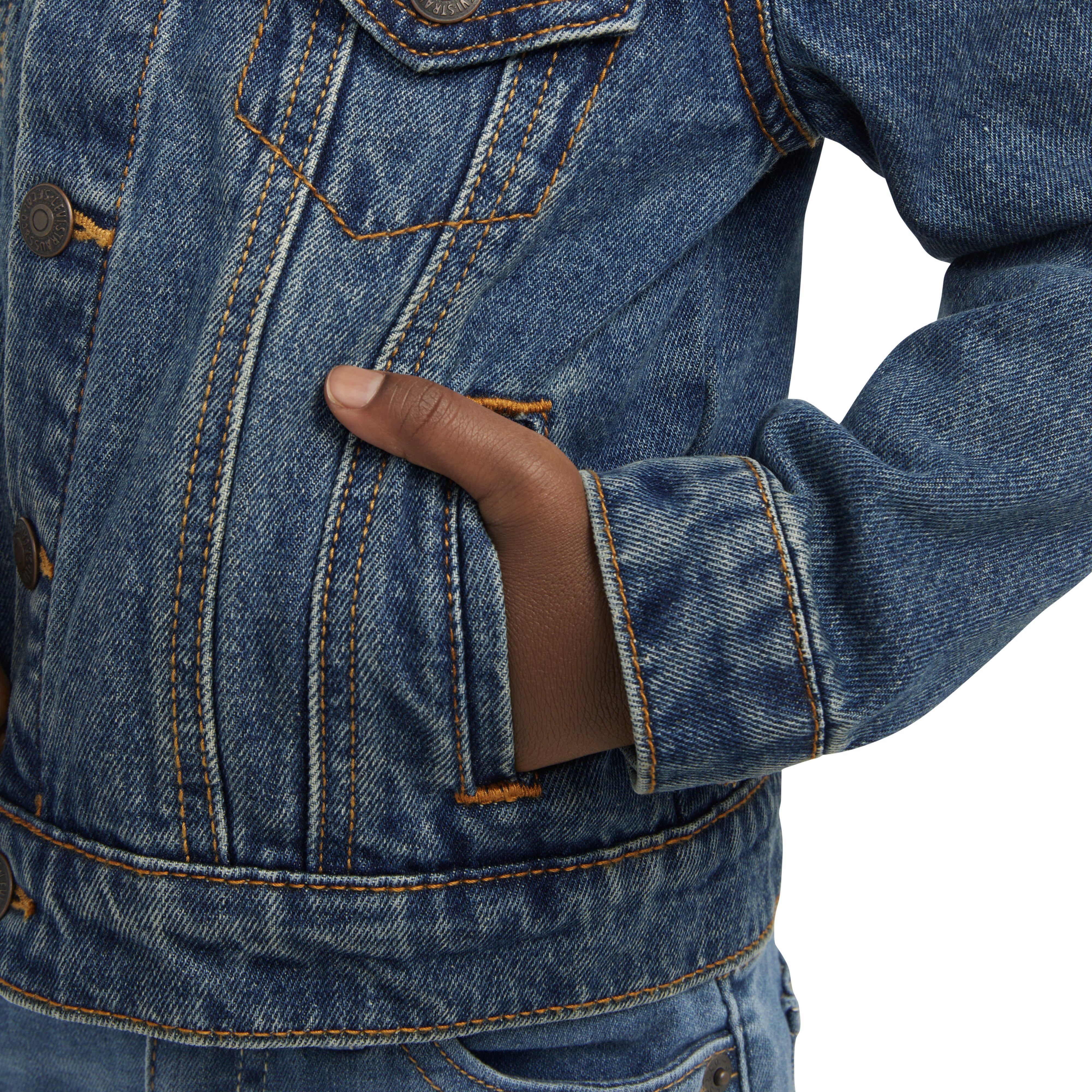 Levi's Toddler Boys' Trucker Style Dark Blue Wash Denim Jacket - BLUE Thumbnail View 6