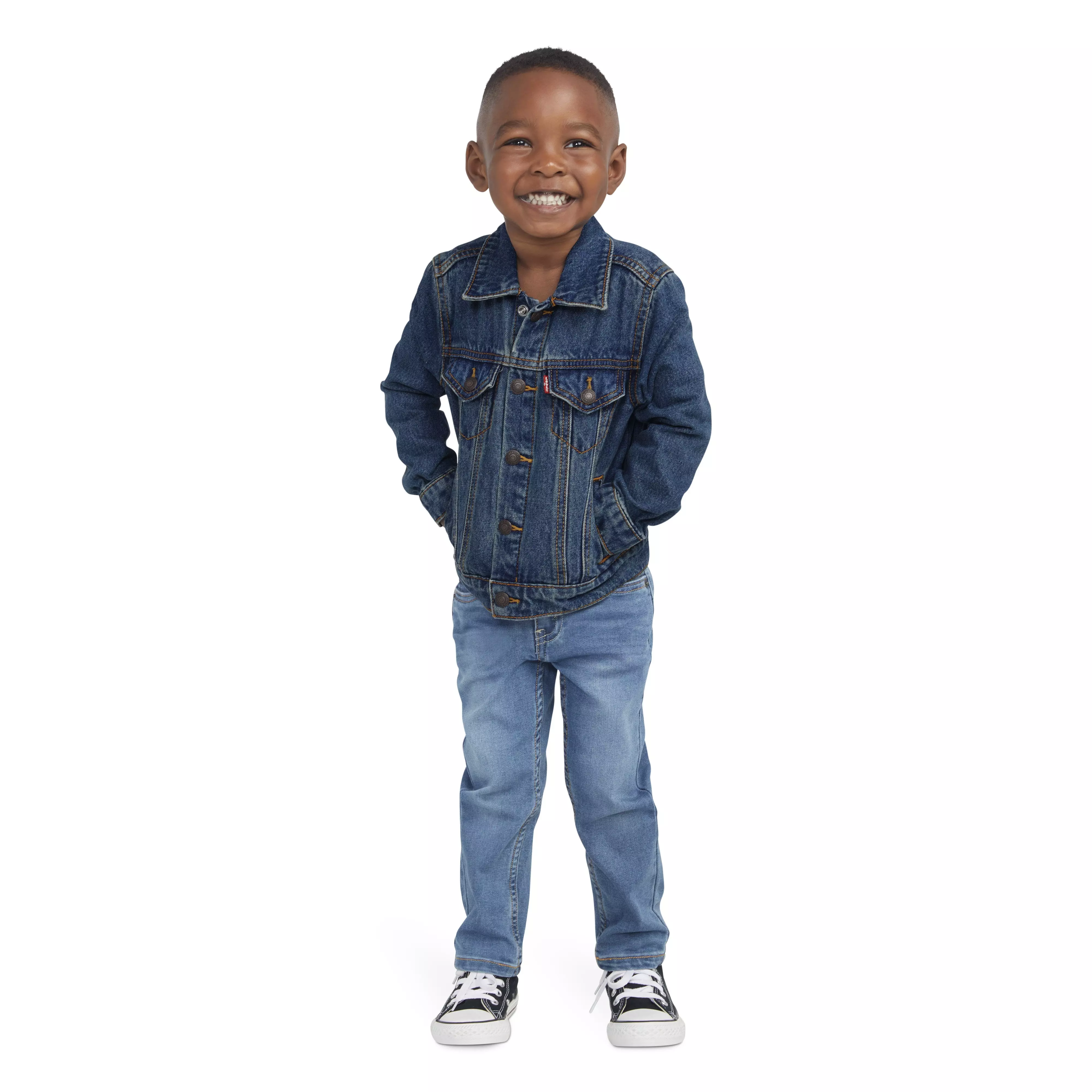 Levi's Toddler Boys' Trucker Style Dark Blue Wash Denim Jacket - BLUE