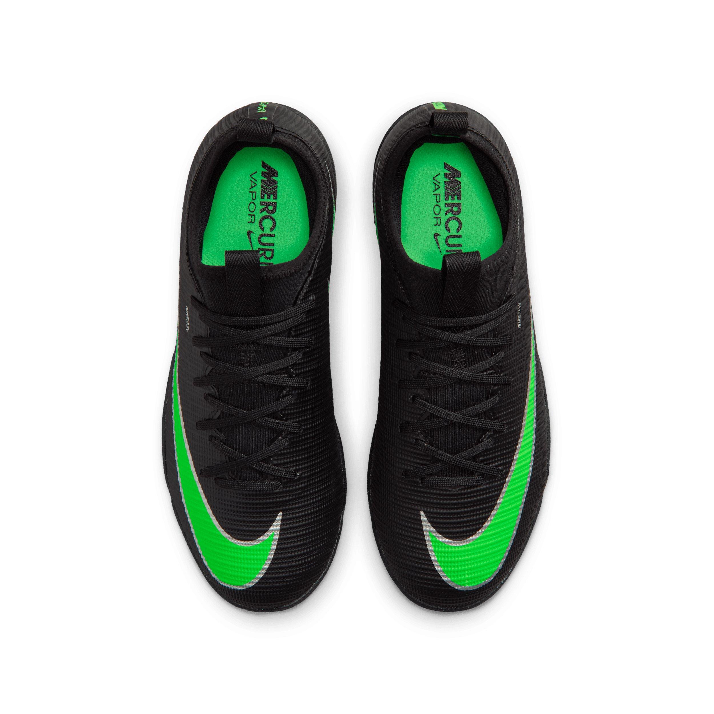 Nike Mercurial Vapor 17 Academy Turf "Black/Black/Illusion Green" Grade School Kids' Soccer Shoe - BLACK/BLACK/GREEN Thumbnail View 4