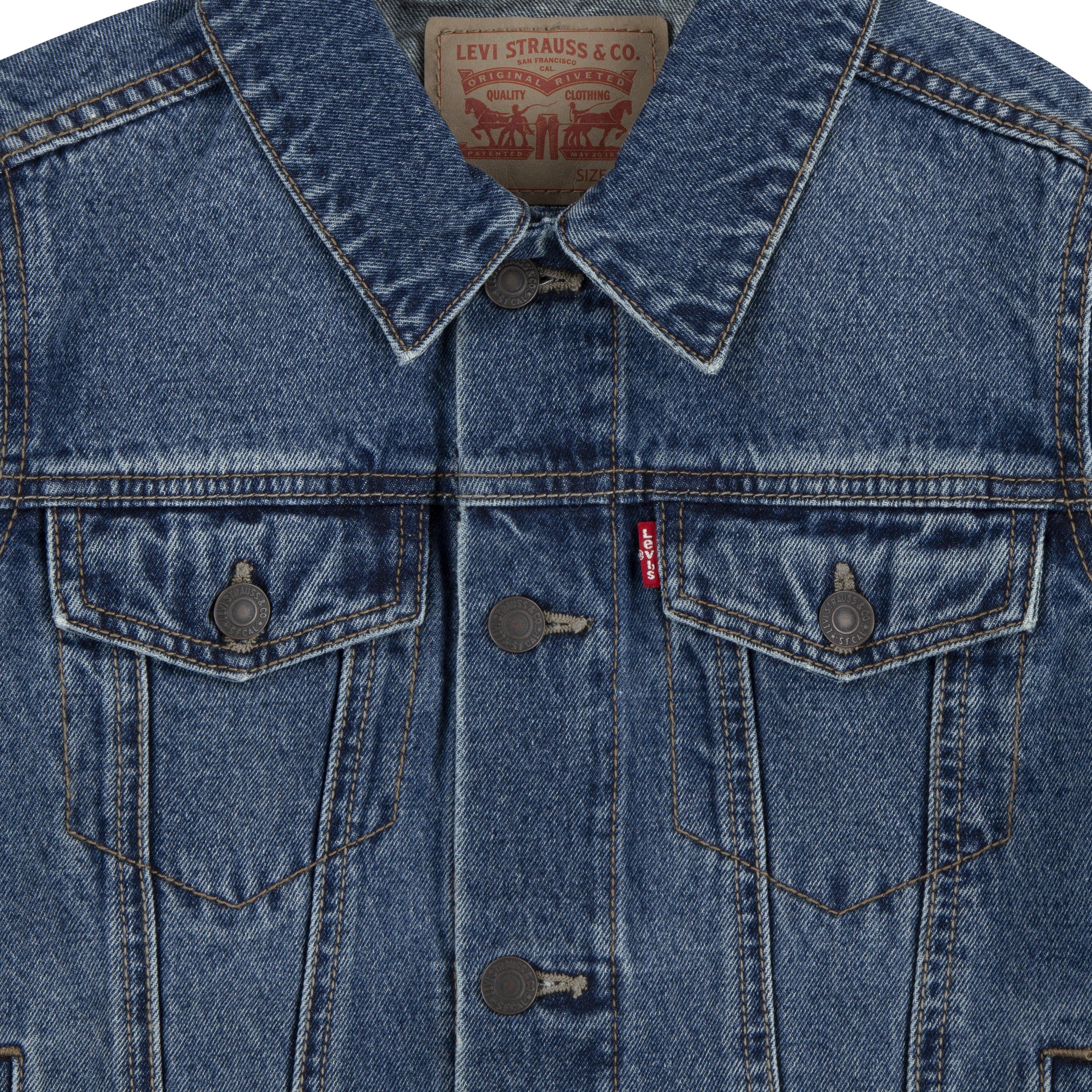Levi's Big Boys' Trucker Style Dark Blue Wash Denim Jacket - BLUE Thumbnail View 3