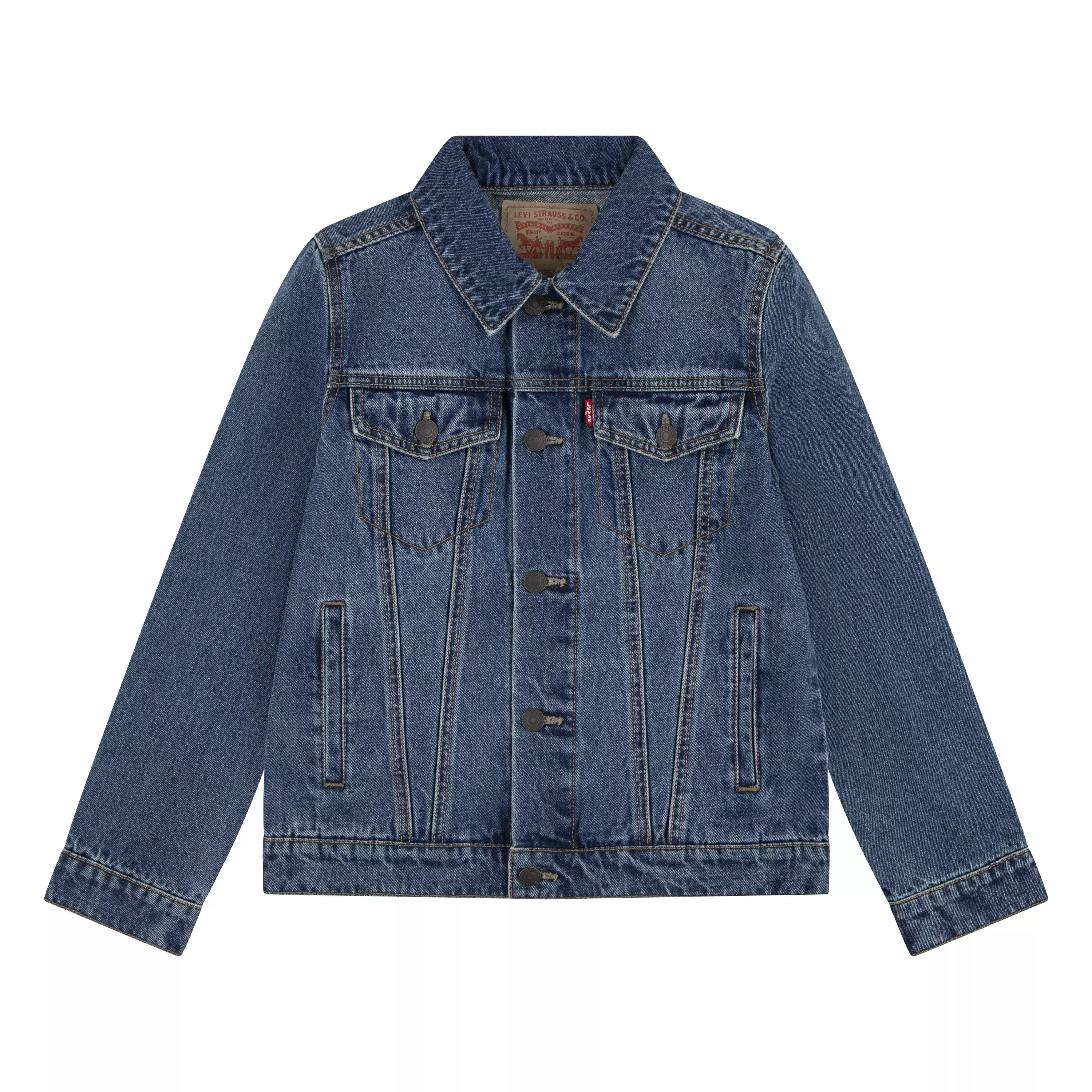 Levi's Big Boys' Trucker Style Dark Blue Wash Denim Jacket - BLUE