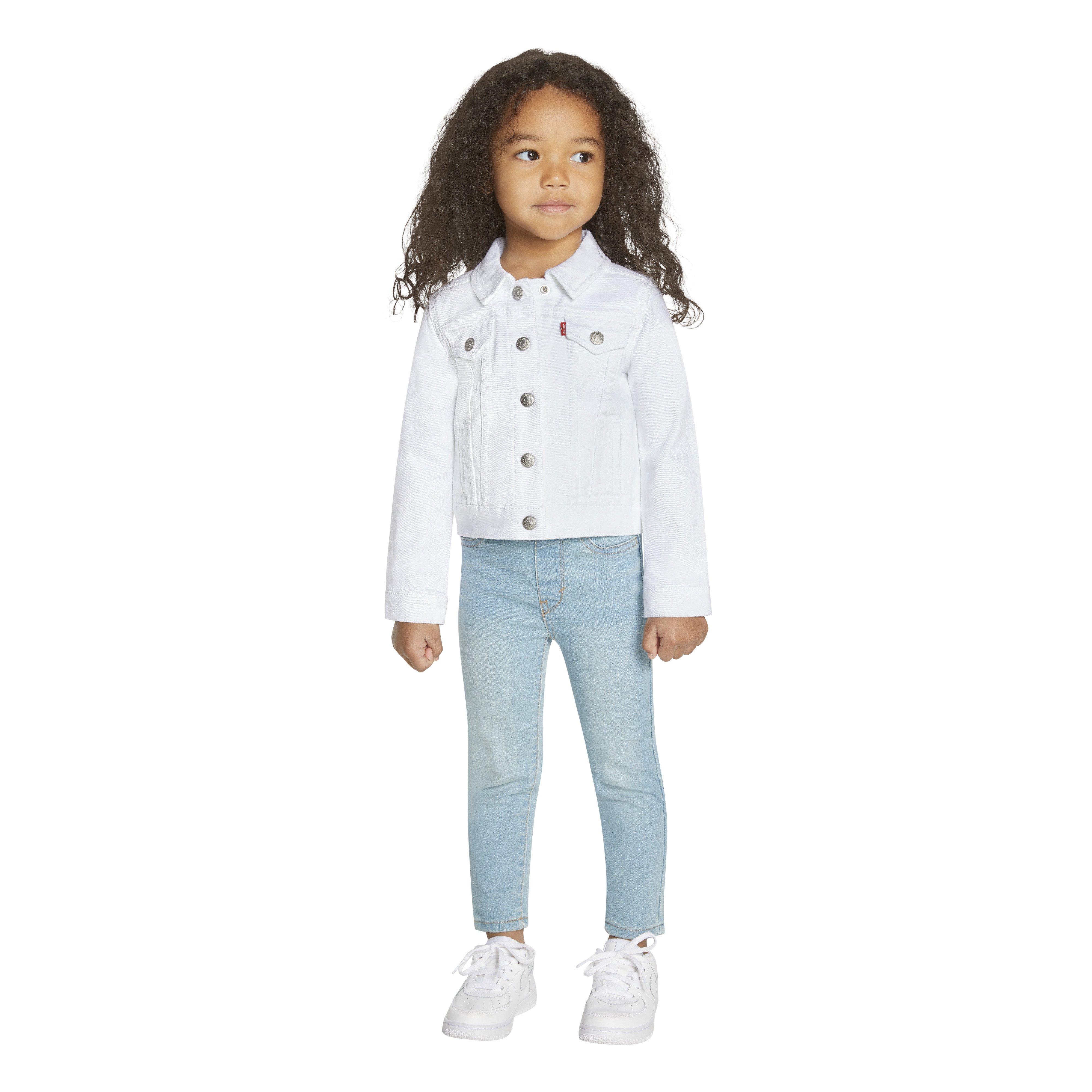 Levi's Toddler Girls' Trucker Style Wash Denim Jacket - White - WHITE Thumbnail View 5