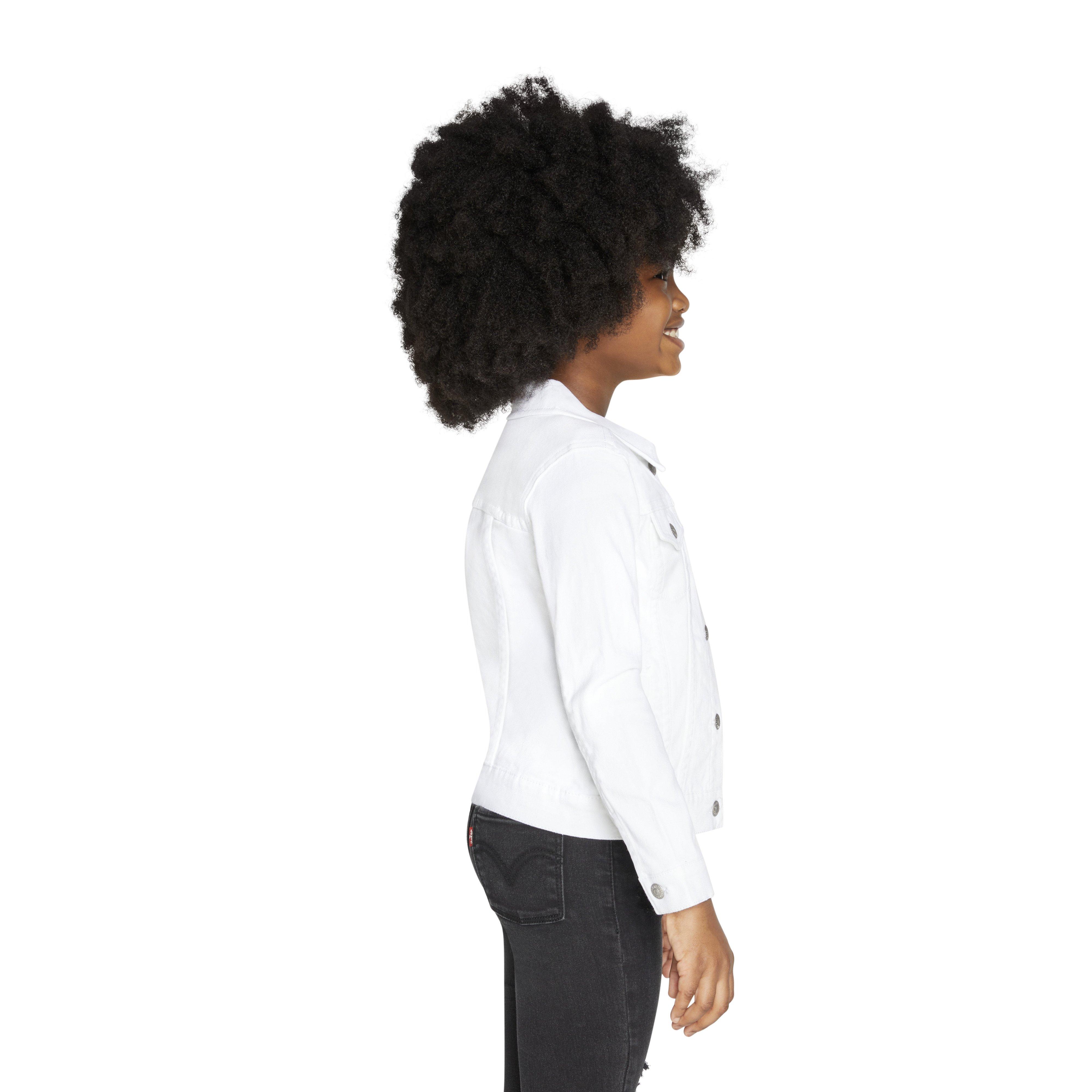 Levi's Little Girls' Trucker Style Wash Denim Jacket - White - WHITE Thumbnail View 3