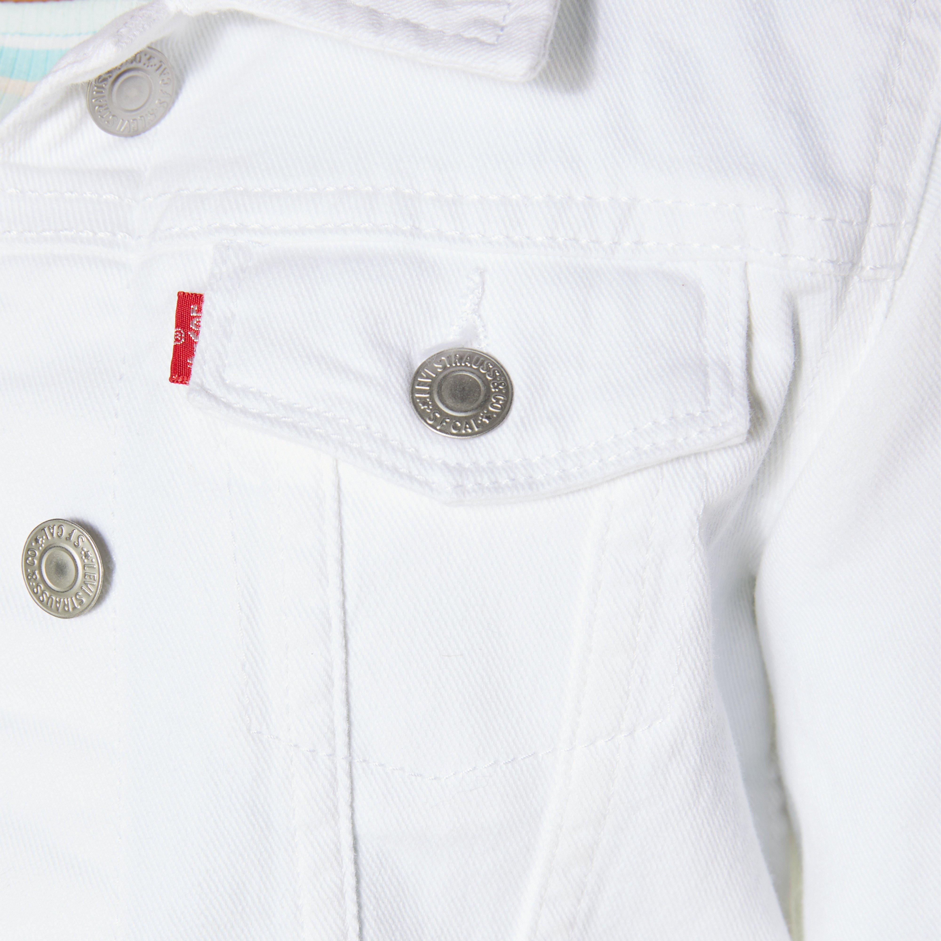 Levi's Big Girls' Trucker Style White Wash Denim Jacket - WHITE Thumbnail View 3