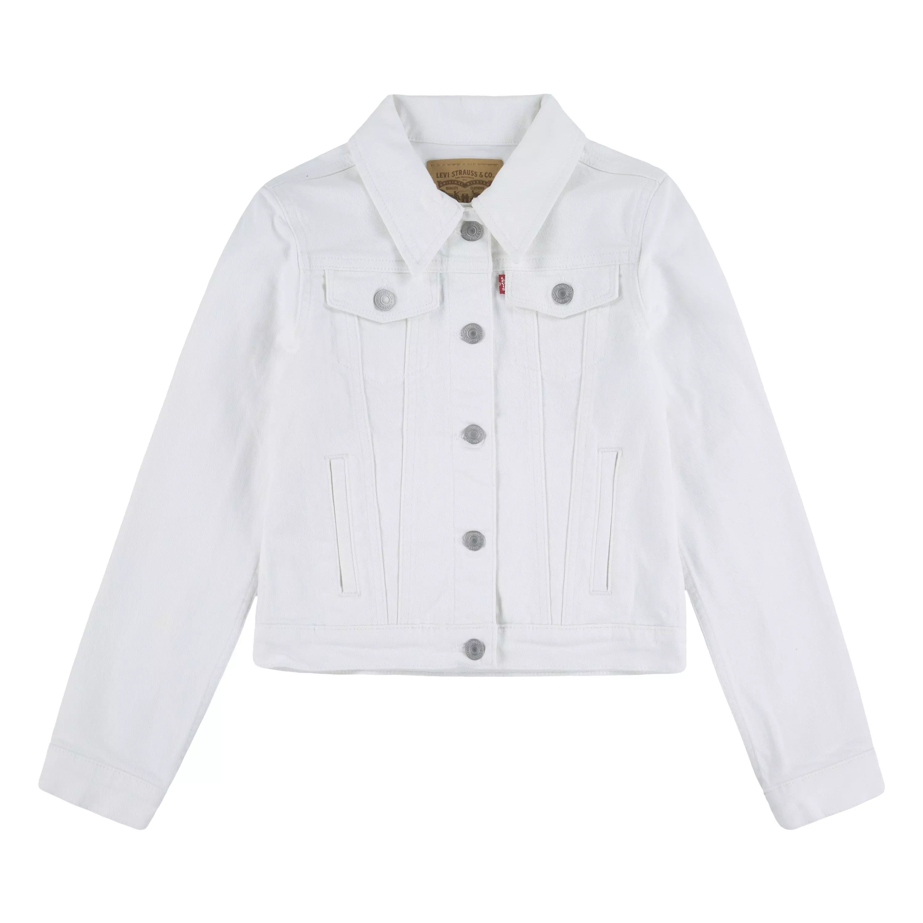 Levi's Big Girls' Trucker Style White Wash Denim Jacket - WHITE