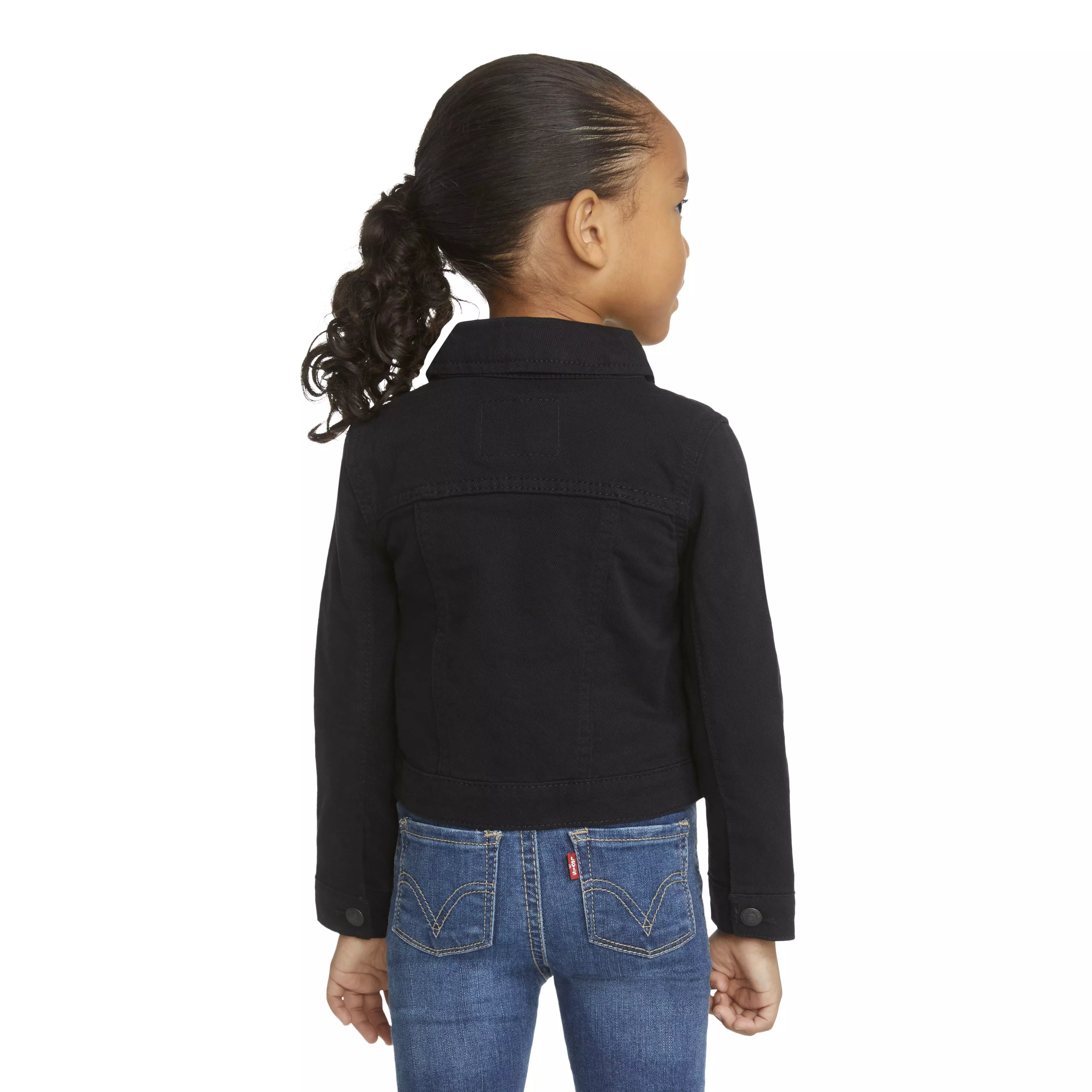 Levi's Toddler Girls' Trucker Style Black Wash Denim Jacket - BLACK