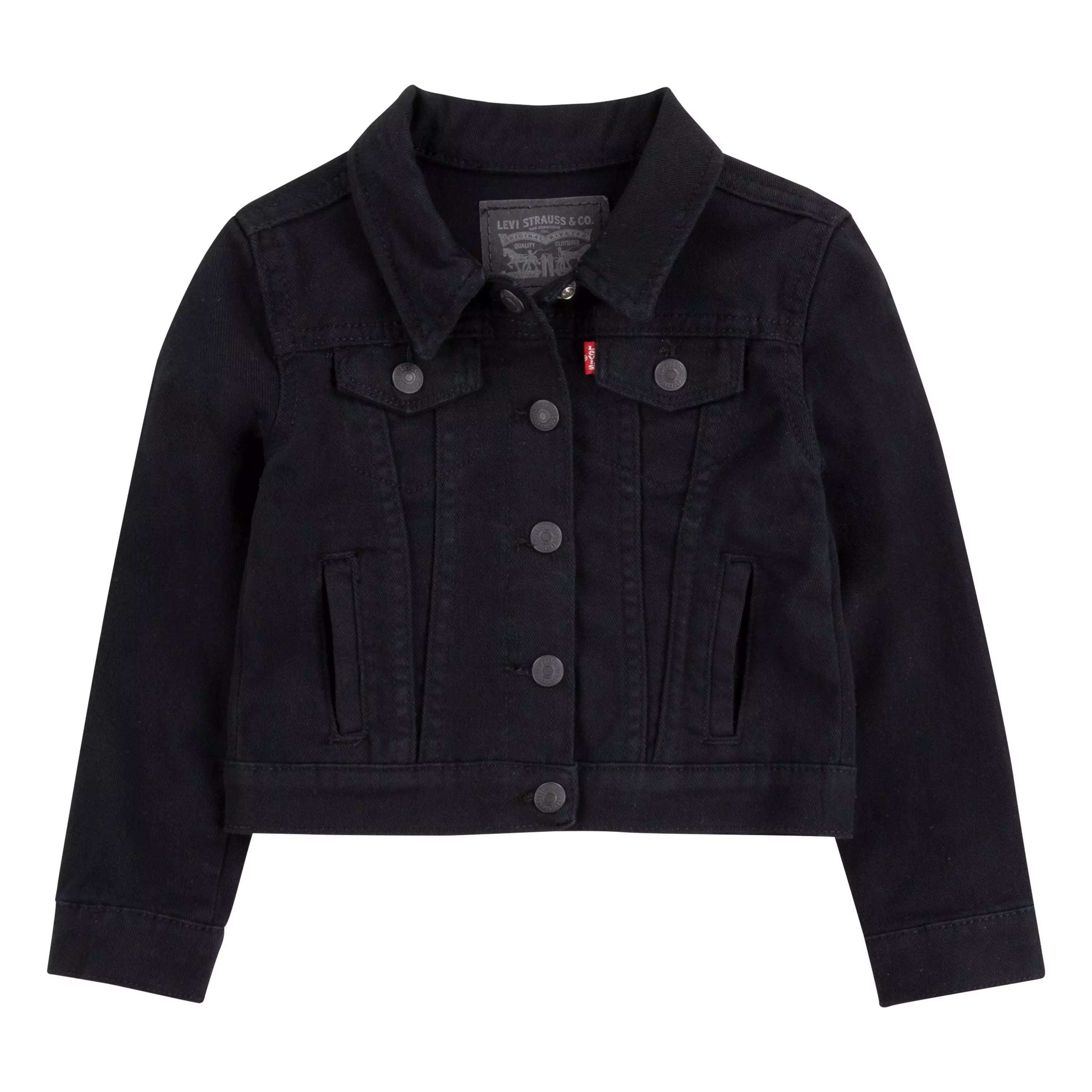 Levi's Toddler Girls' Trucker Style Black Wash Denim Jacket - BLACK