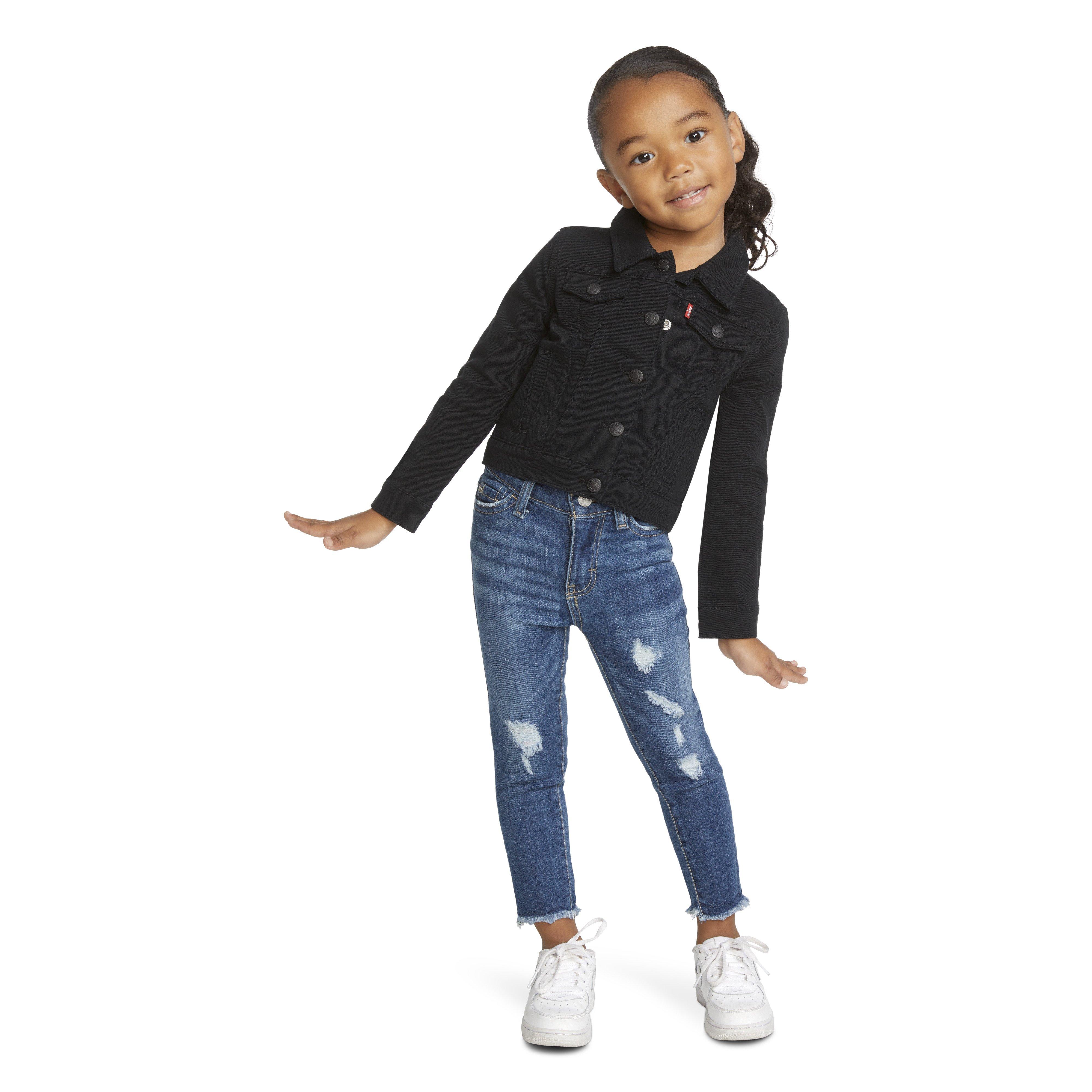 Levi's Toddler Girls' Trucker Style Black Wash Denim Jacket - BLACK Thumbnail View 8