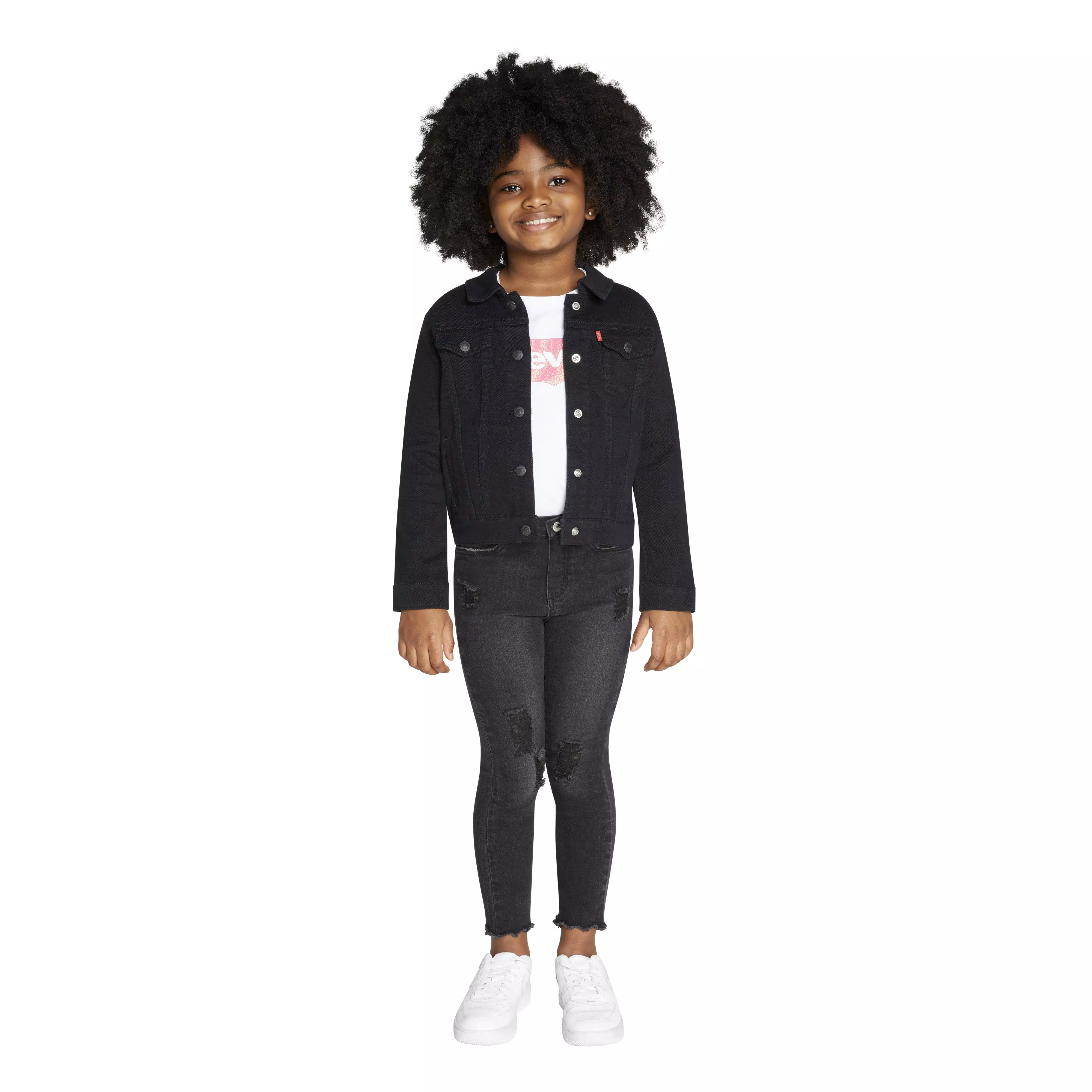 Levi's Toddler Girls' Trucker Style Wash Denim Jacket - Black - BLACK