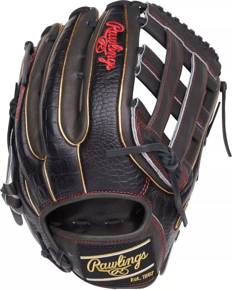 Rawlings Heart of the Hide 12.75" Croc Outfield Baseball Glove RHT - BLACK