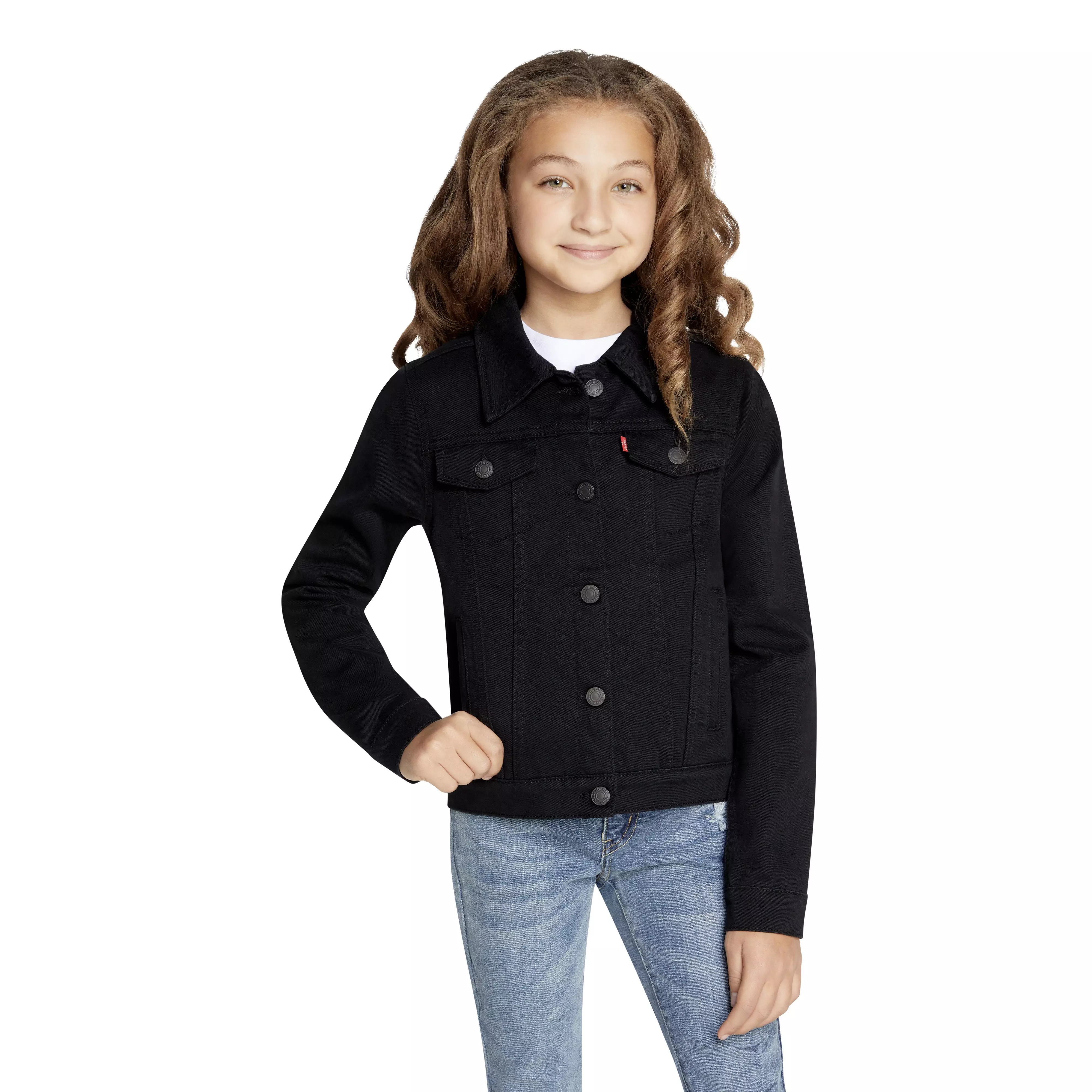 Levi's Big Girls' Trucker Style Black Wash Denim Jacket - BLACK