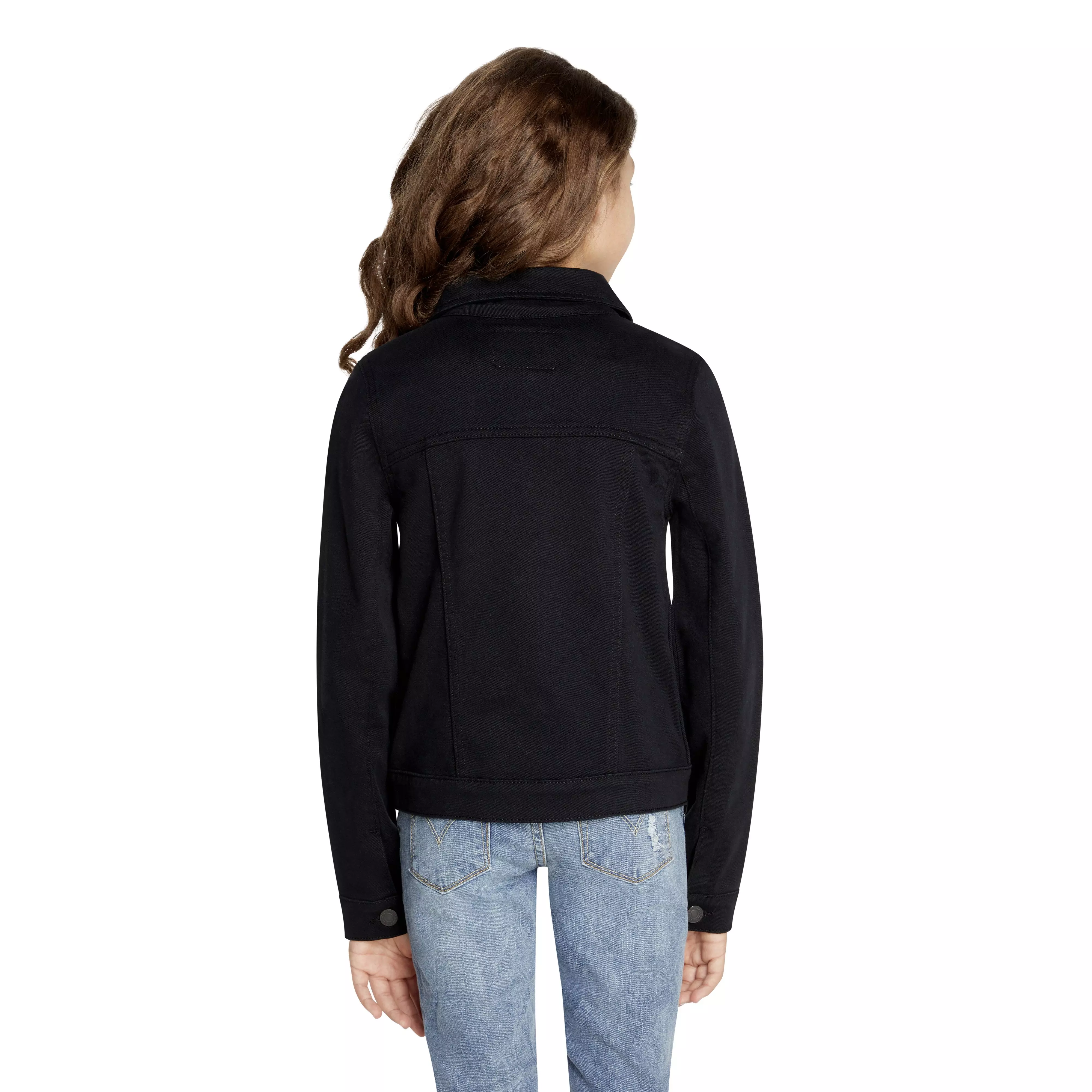 Levi's Big Girls' Trucker Style Black Wash Denim Jacket - BLACK