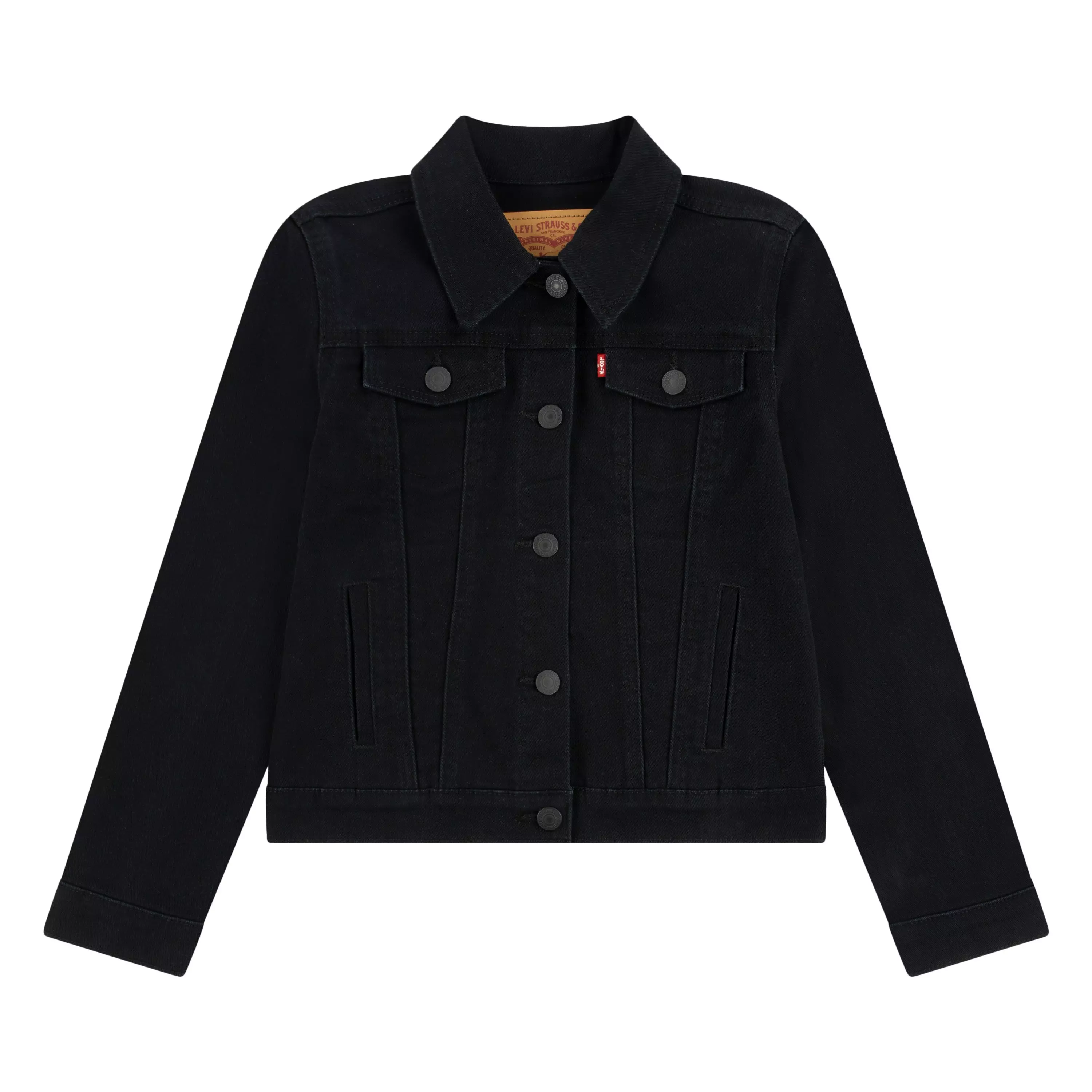 Levi's Big Girls' Trucker Style Black Wash Denim Jacket - BLACK