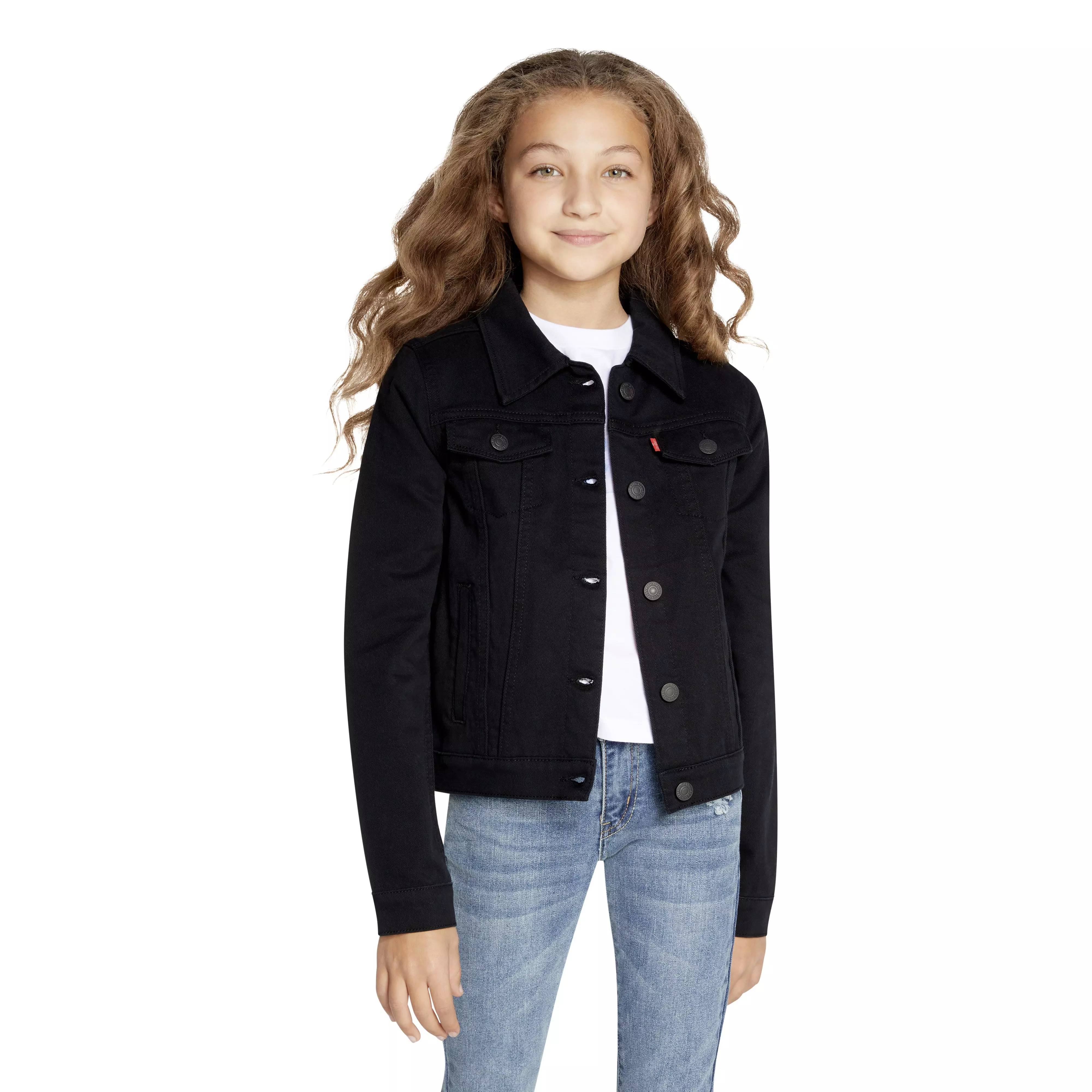 Levi's Big Girls' Trucker Style Black Wash Denim Jacket - BLACK