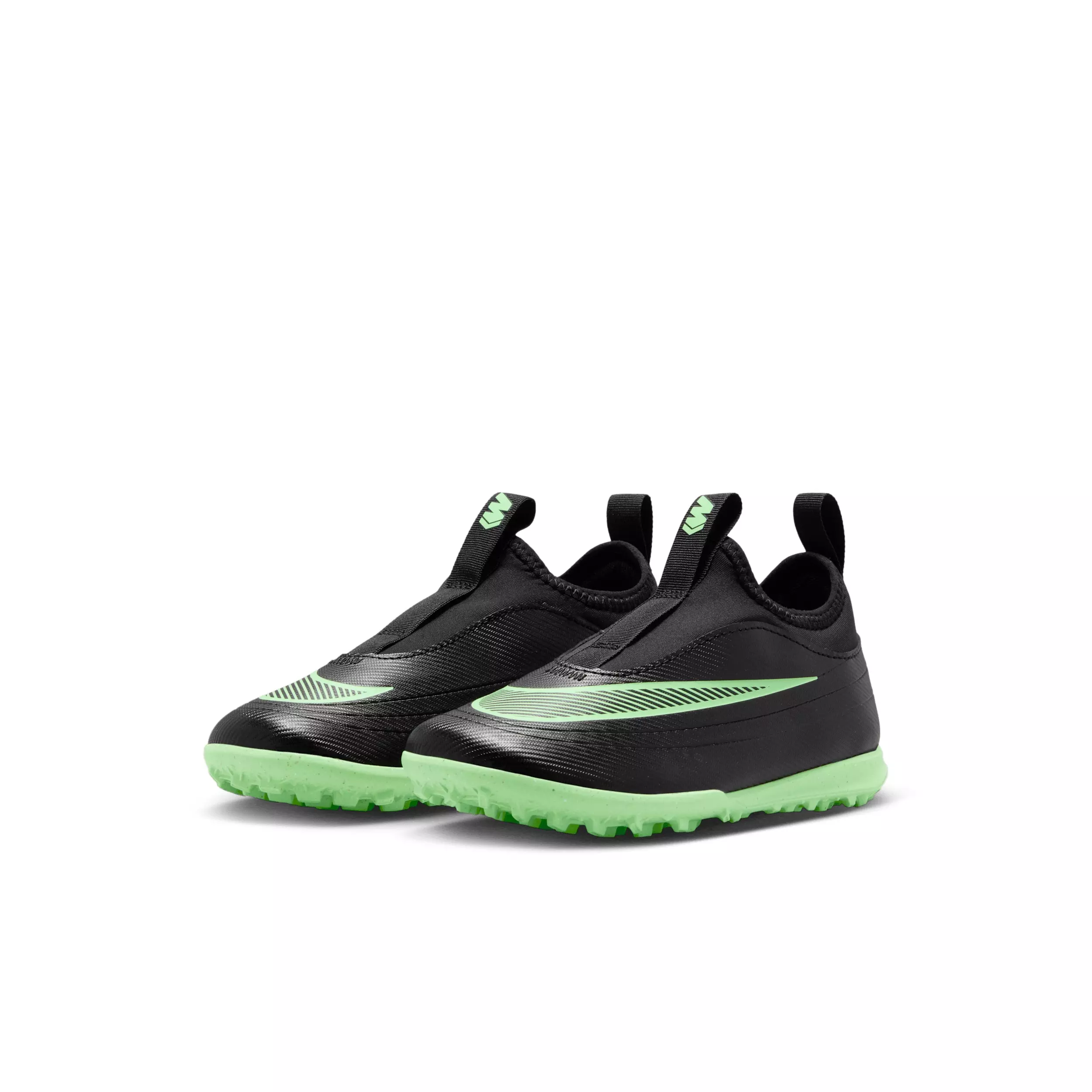 Nike Mercurial Vapor 17 Club Turf "Black/Black/Illusion Green" Preschool Kids' Soccer Shoe - BLACK/BLACK/GREEN