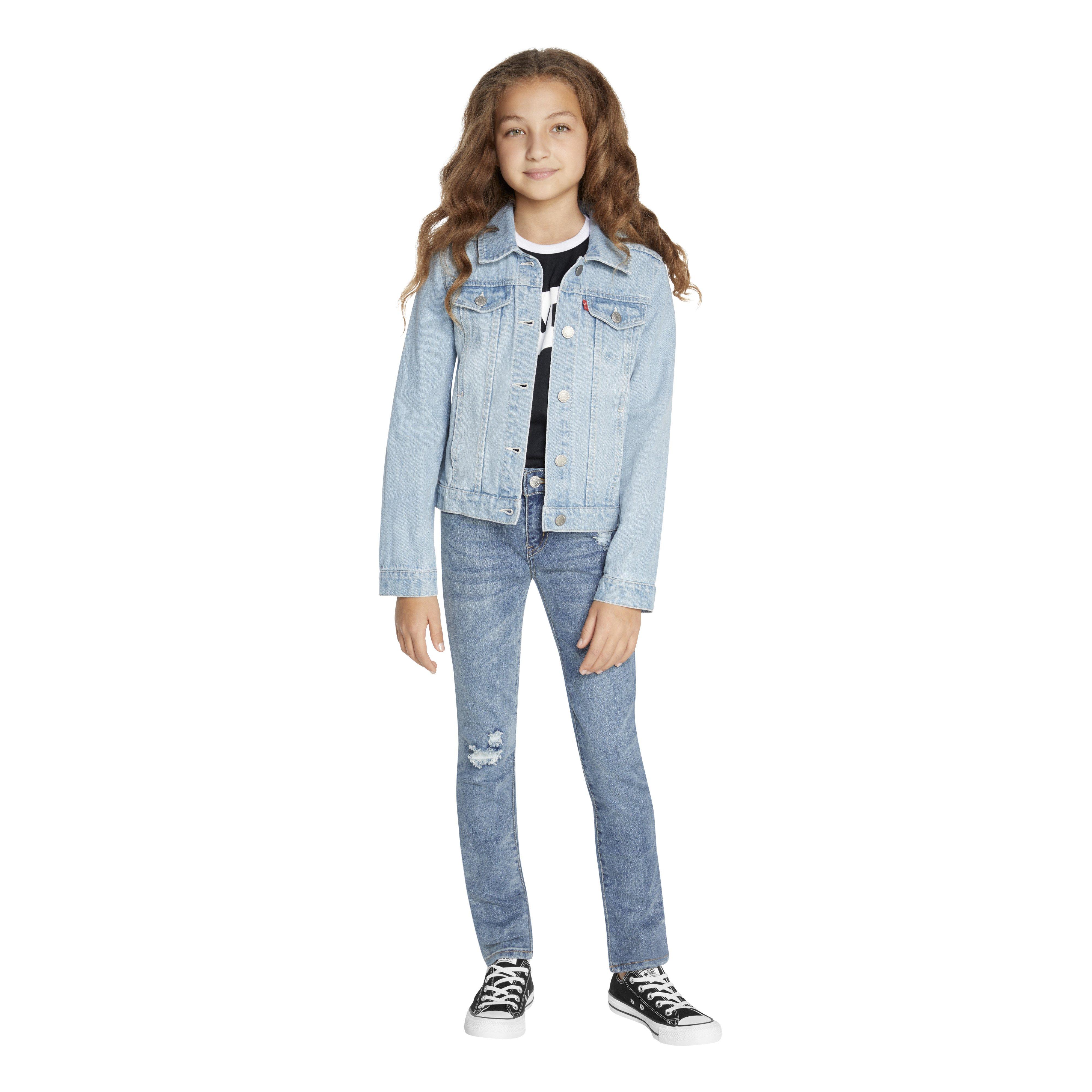 Levi's Big Girls' Trucker Style Light Blue Wash Denim Jacket - LT BLUE Thumbnail View 5