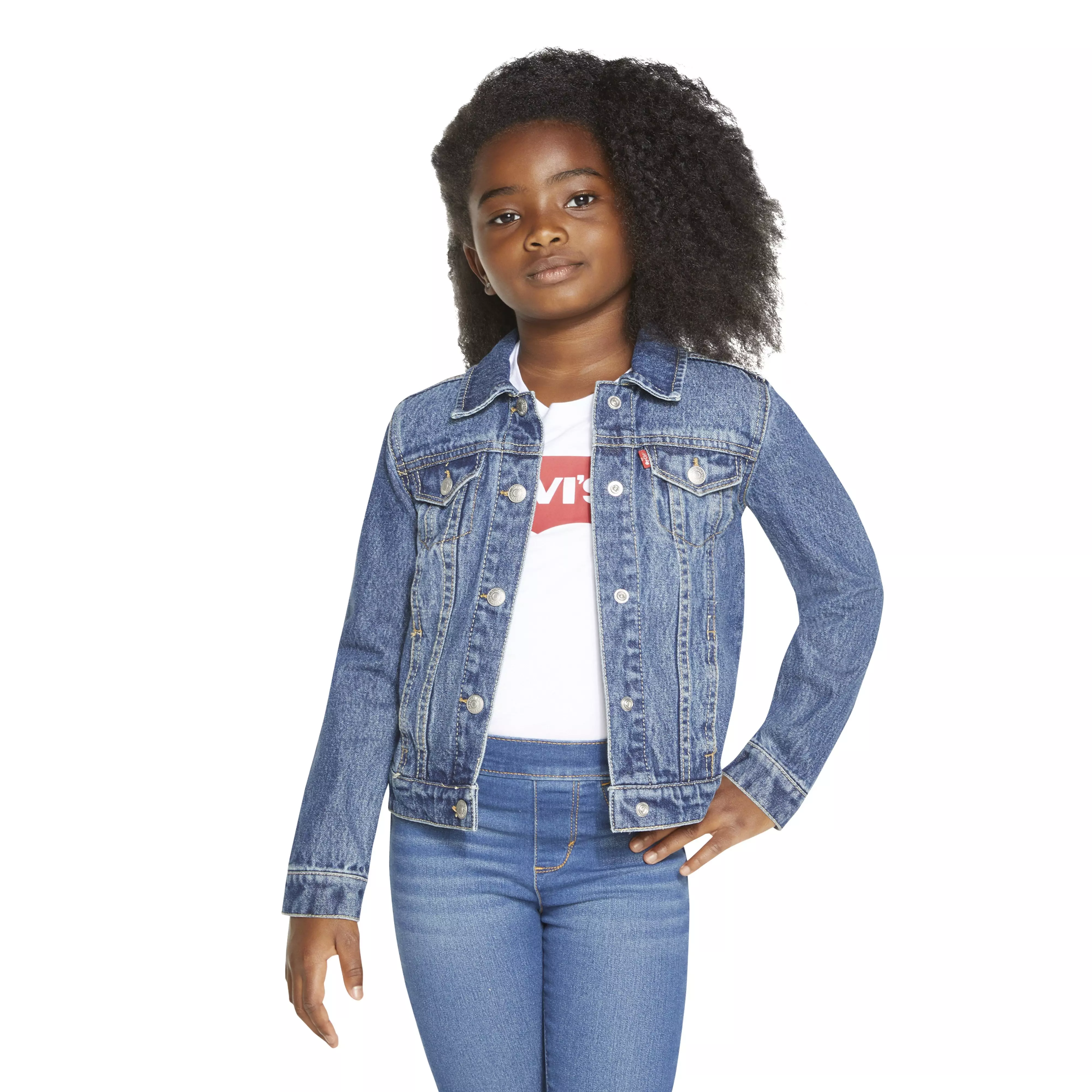 Levi's Little Girls' Trucker Style Medium Blue Wash Denim Jacket - BLUE