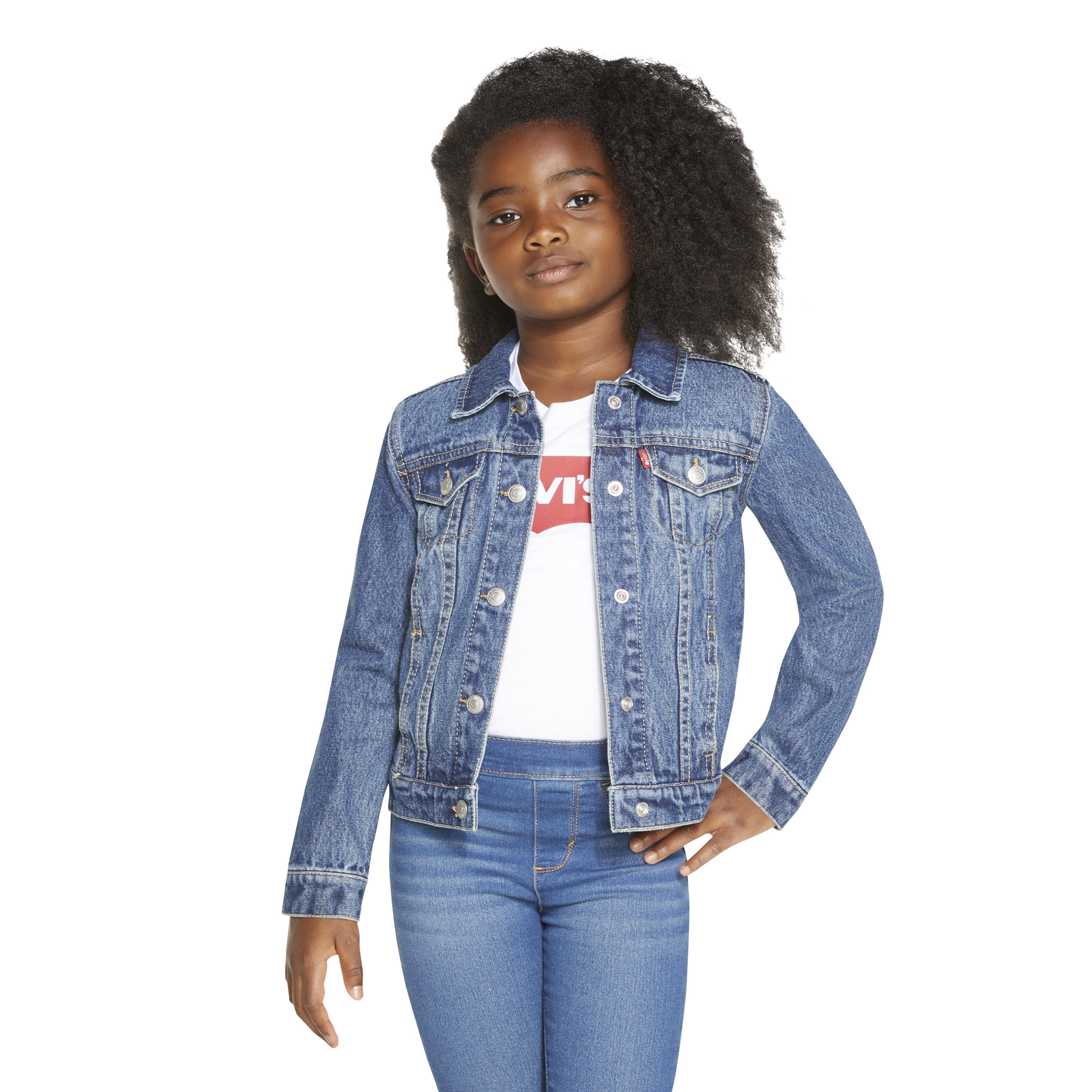Levi's Little Girls' Trucker Style Medium Wash Denim Jacket - Blue - BLUE Thumbnail View 1
