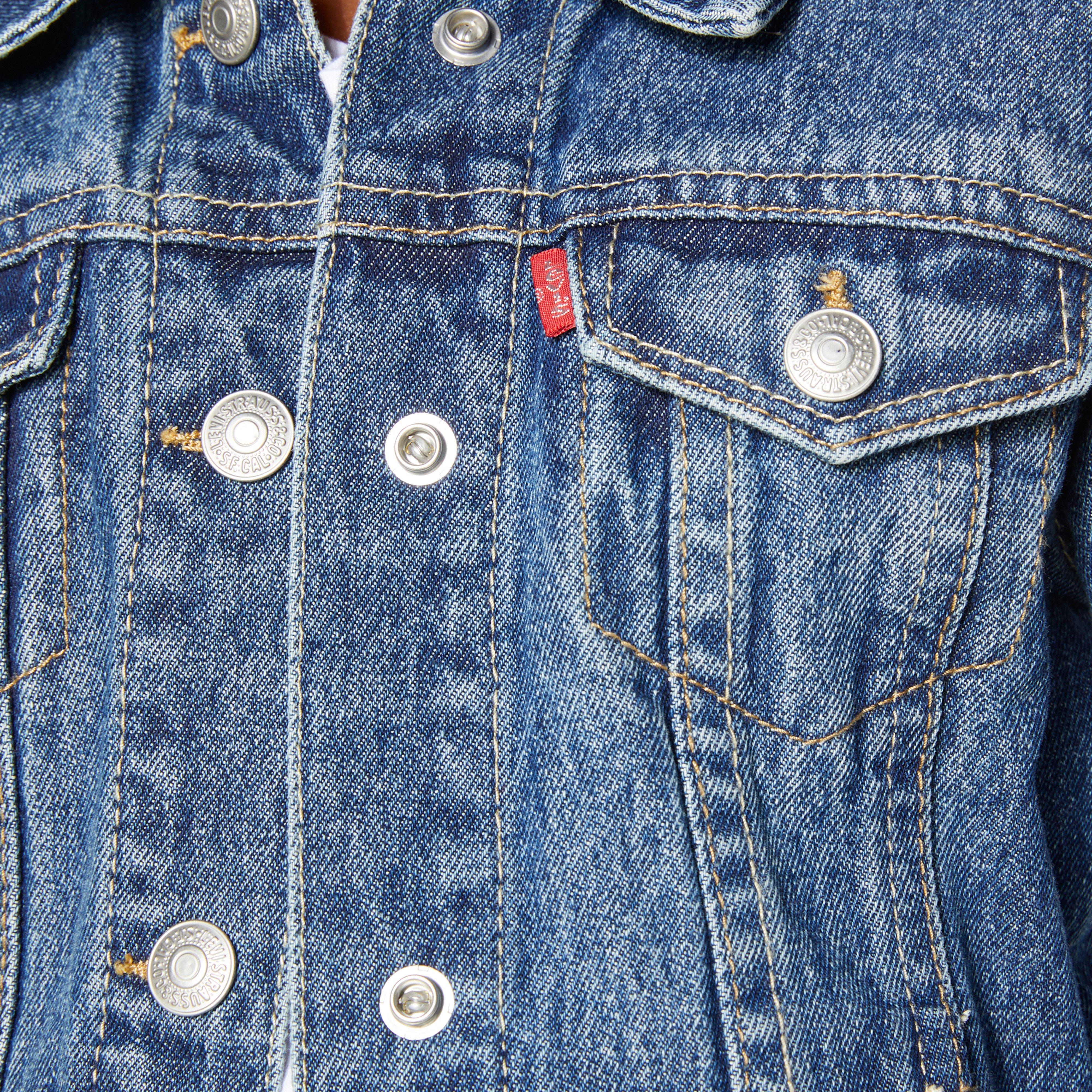 Levi's Little Girls' Trucker Style Medium Blue Wash Denim Jacket - BLUE Thumbnail View 3