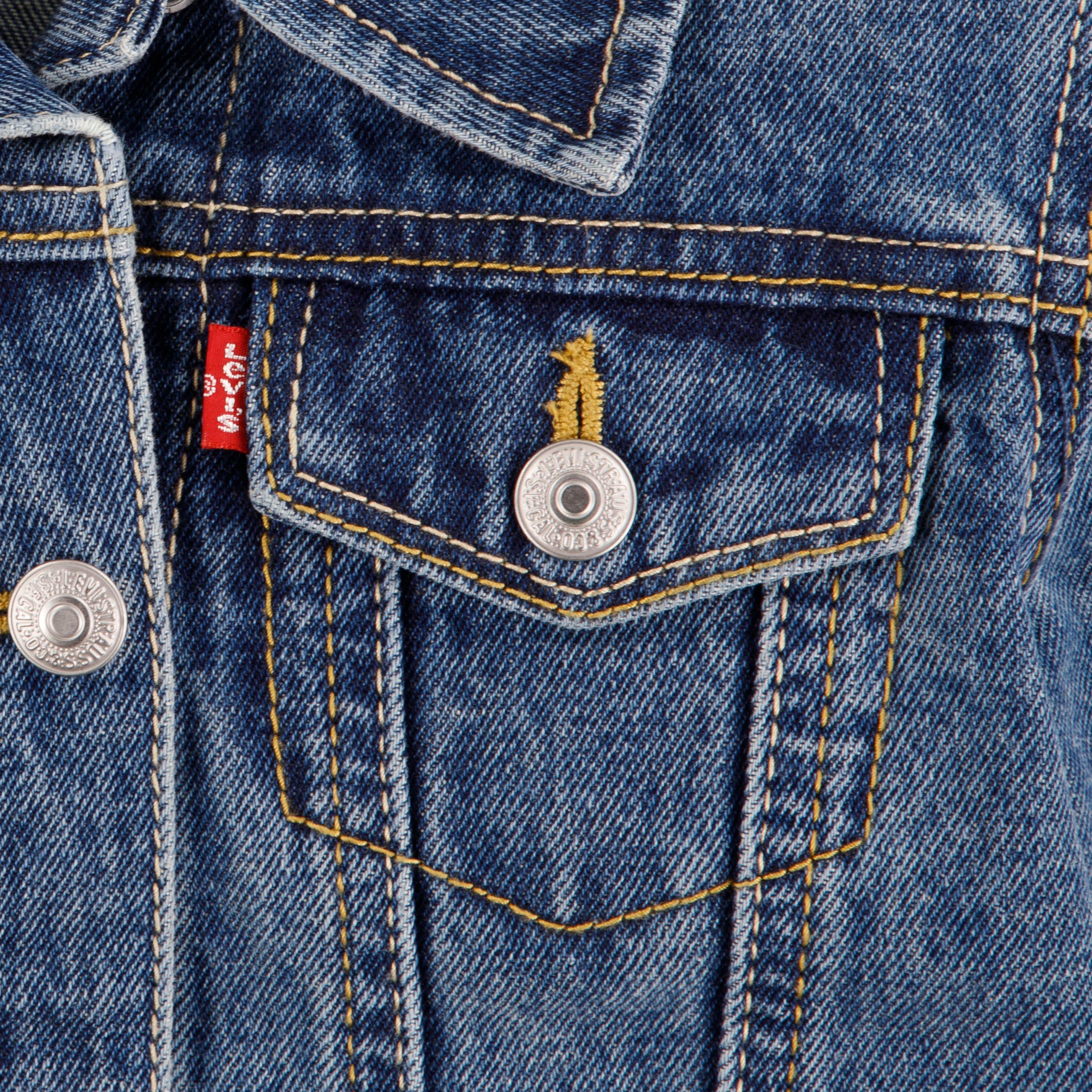 Levi's Little Girls' Trucker Style Medium Blue Wash Denim Jacket - BLUE Thumbnail View 4