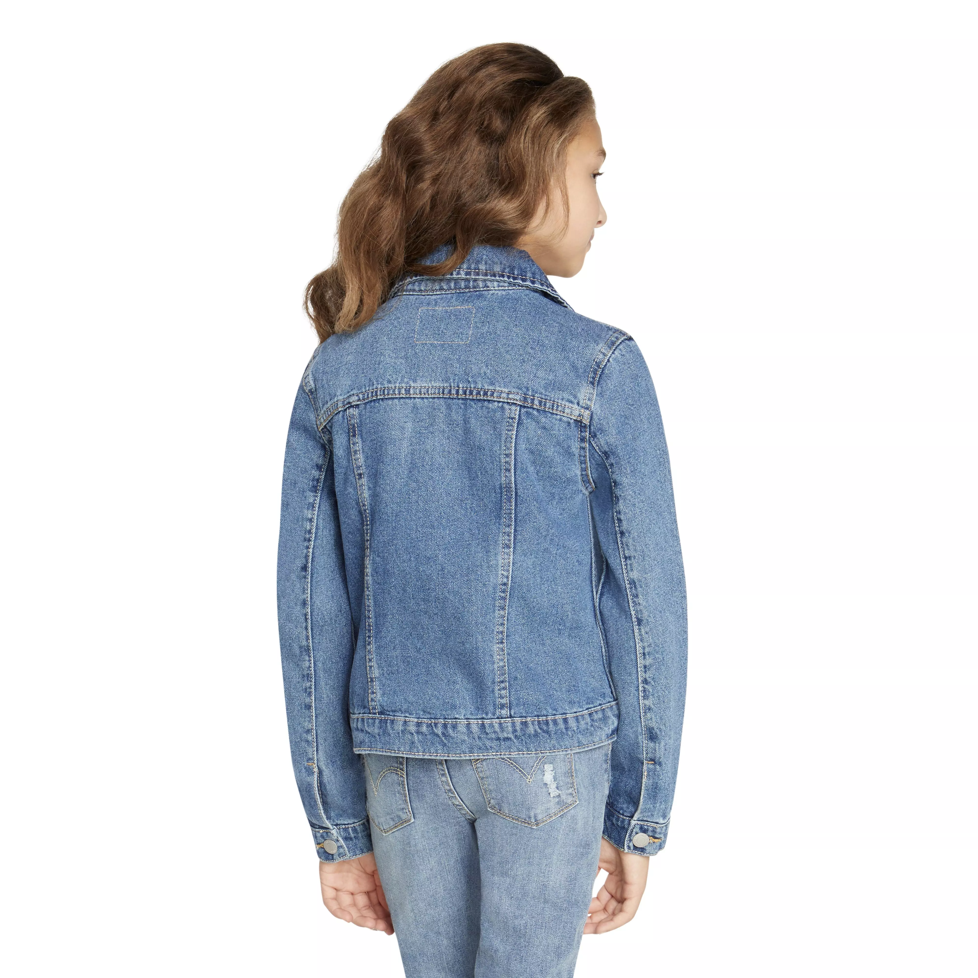 Levi's Big Girls' Trucker Style Medium Blue Wash Denim Jacket - BLUE