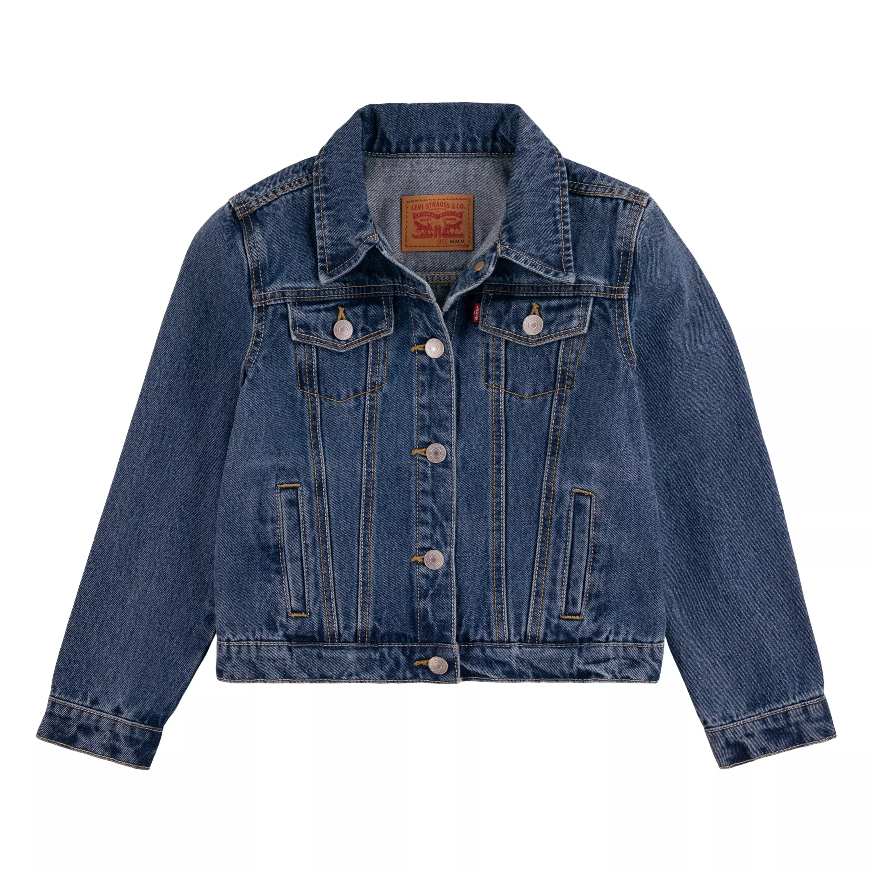 Levi's Big Girls' Trucker Style Medium Blue Wash Denim Jacket - BLUE