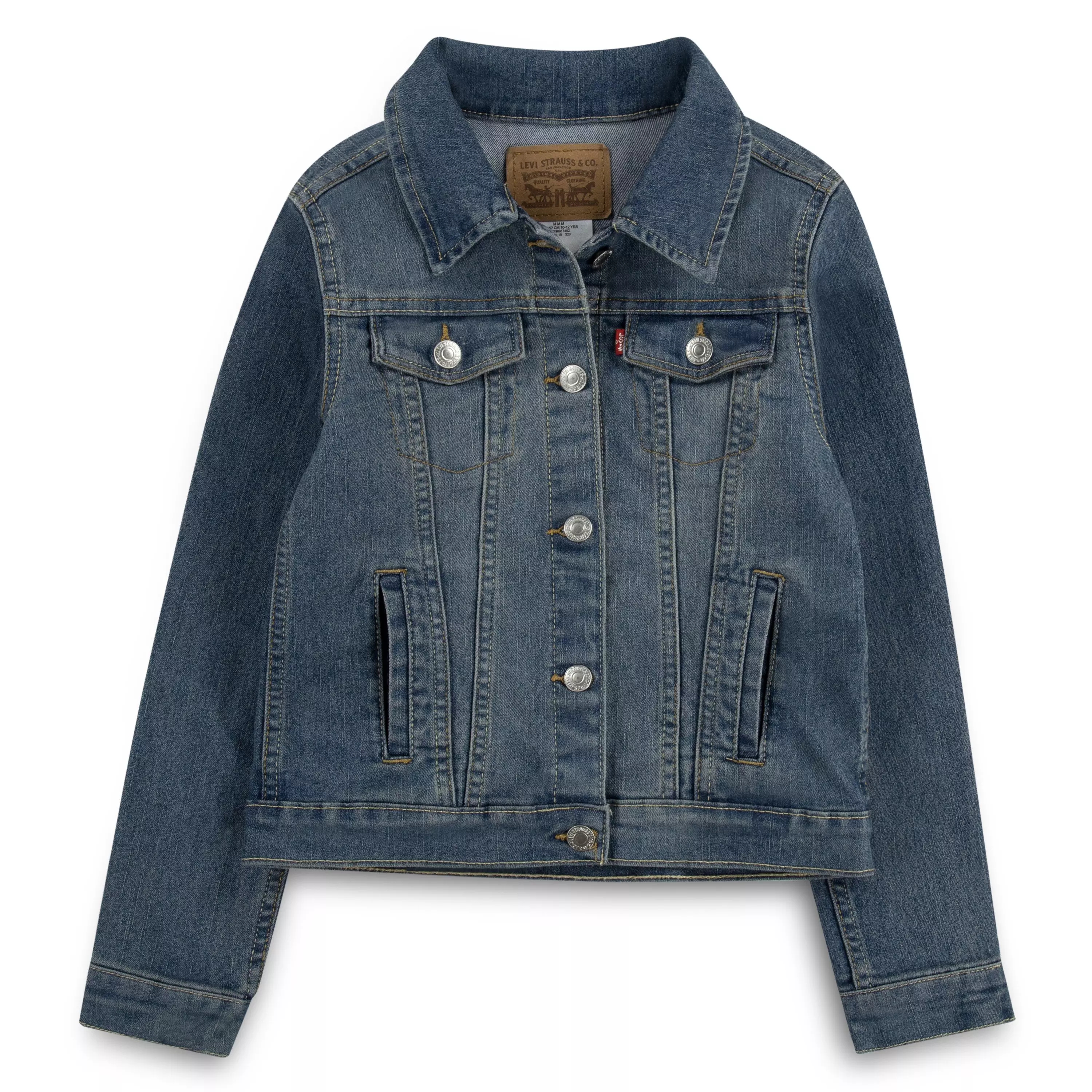 Levi's Big Girls' Trucker Style Dark Blue Wash Denim Jacket - DARK BLUE