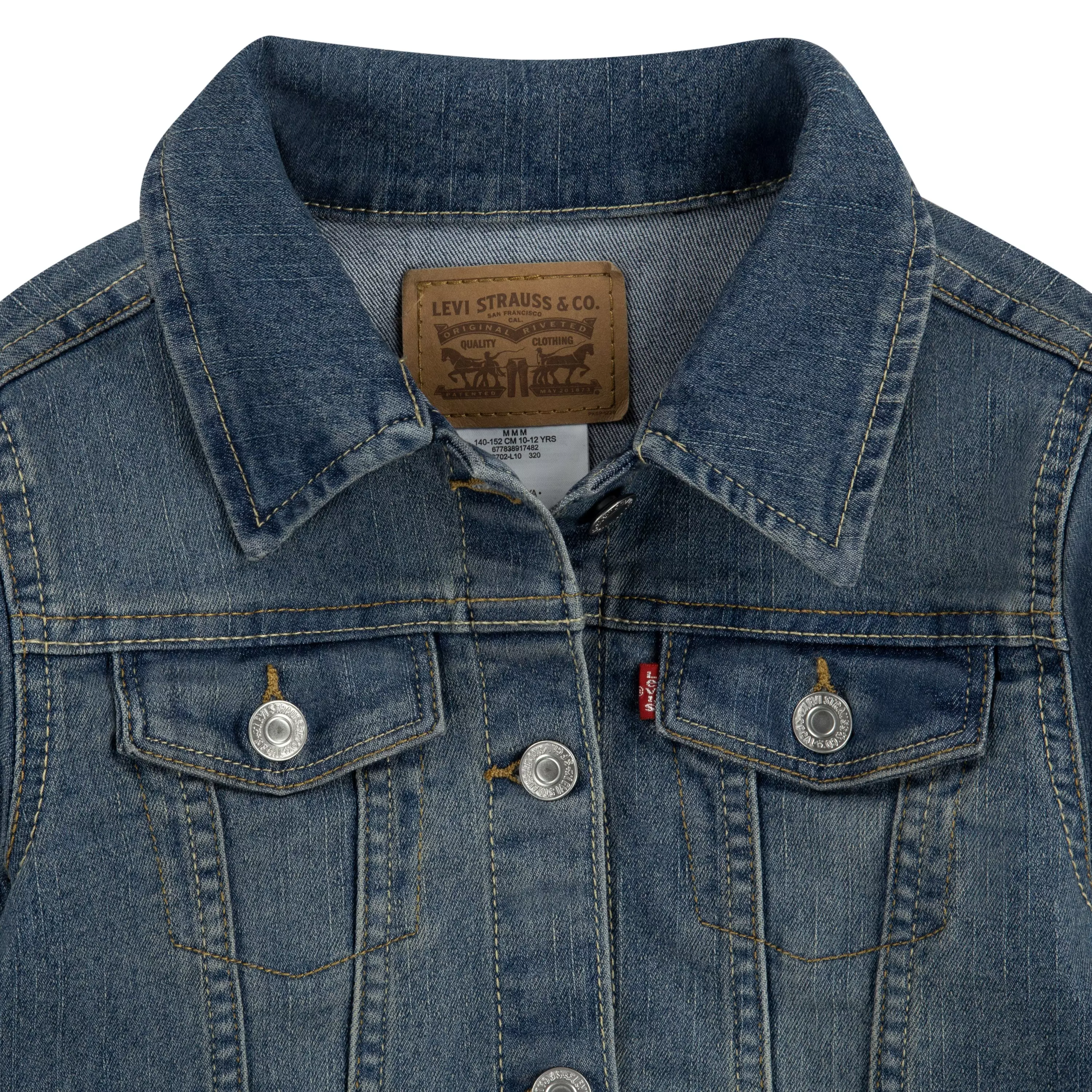 Levi's Big Girls' Trucker Style Dark Blue Wash Denim Jacket - DARK BLUE