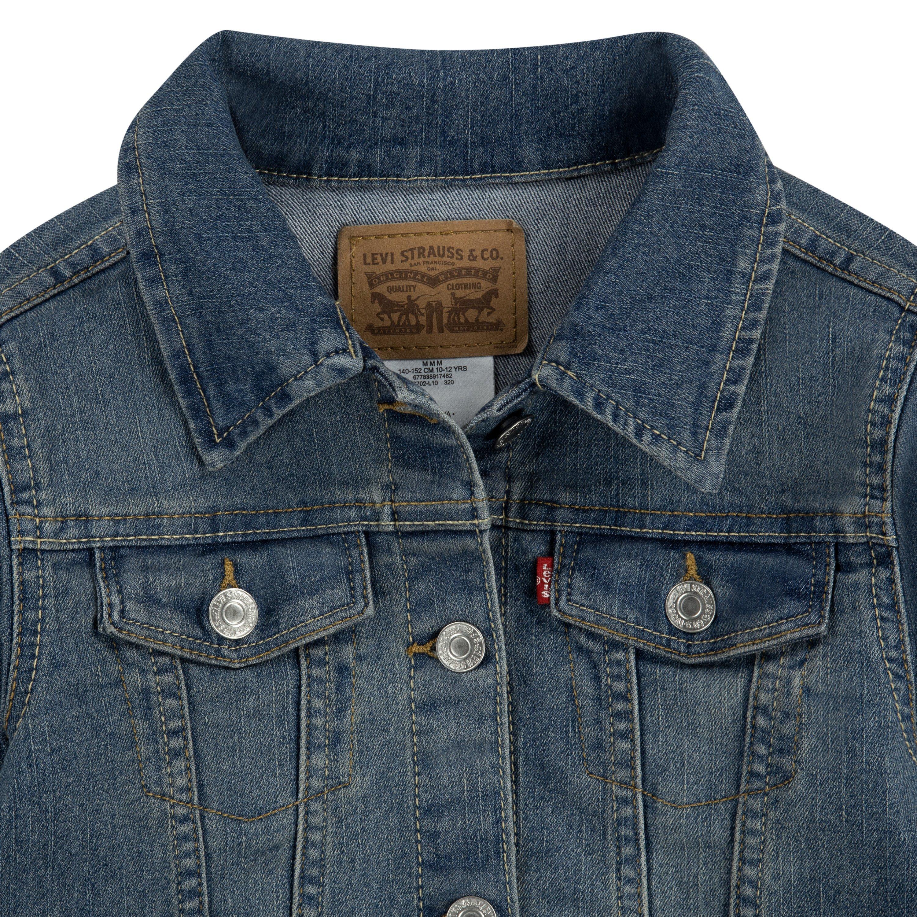 Levi's Big Girls' Trucker Style Wash Denim Jacket - Dark Blue - DARK BLUE Thumbnail View 3