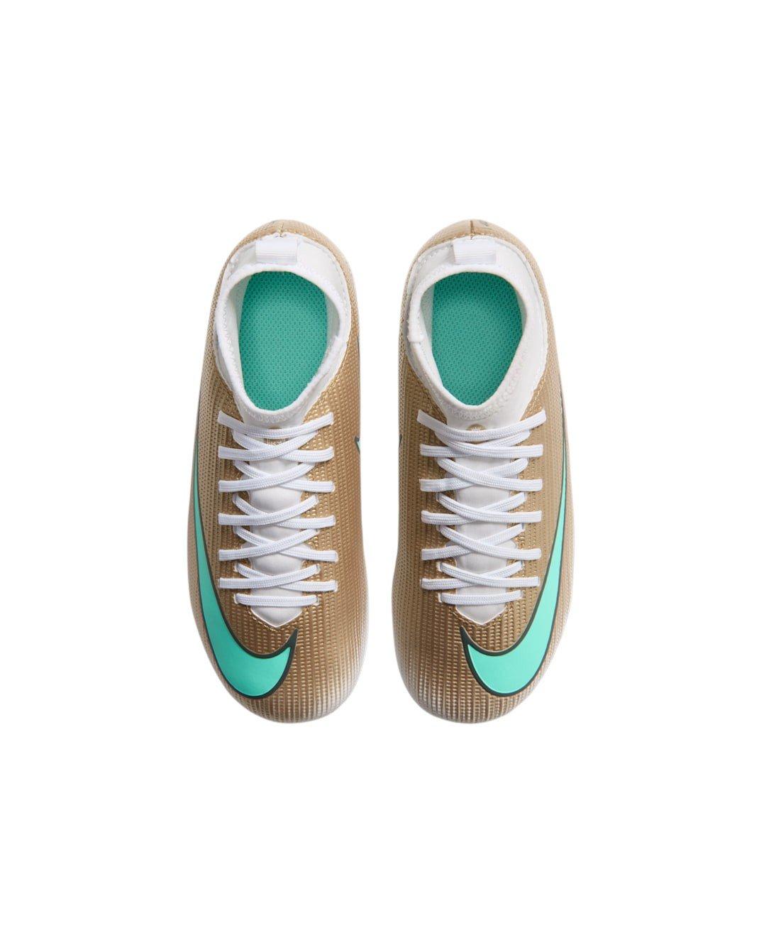 Nike Mercurial Superfly 11 Club MG "Metallic Gold/Green Glow" Preschool Kids' Soccer Cleat - GOLD/GREEN