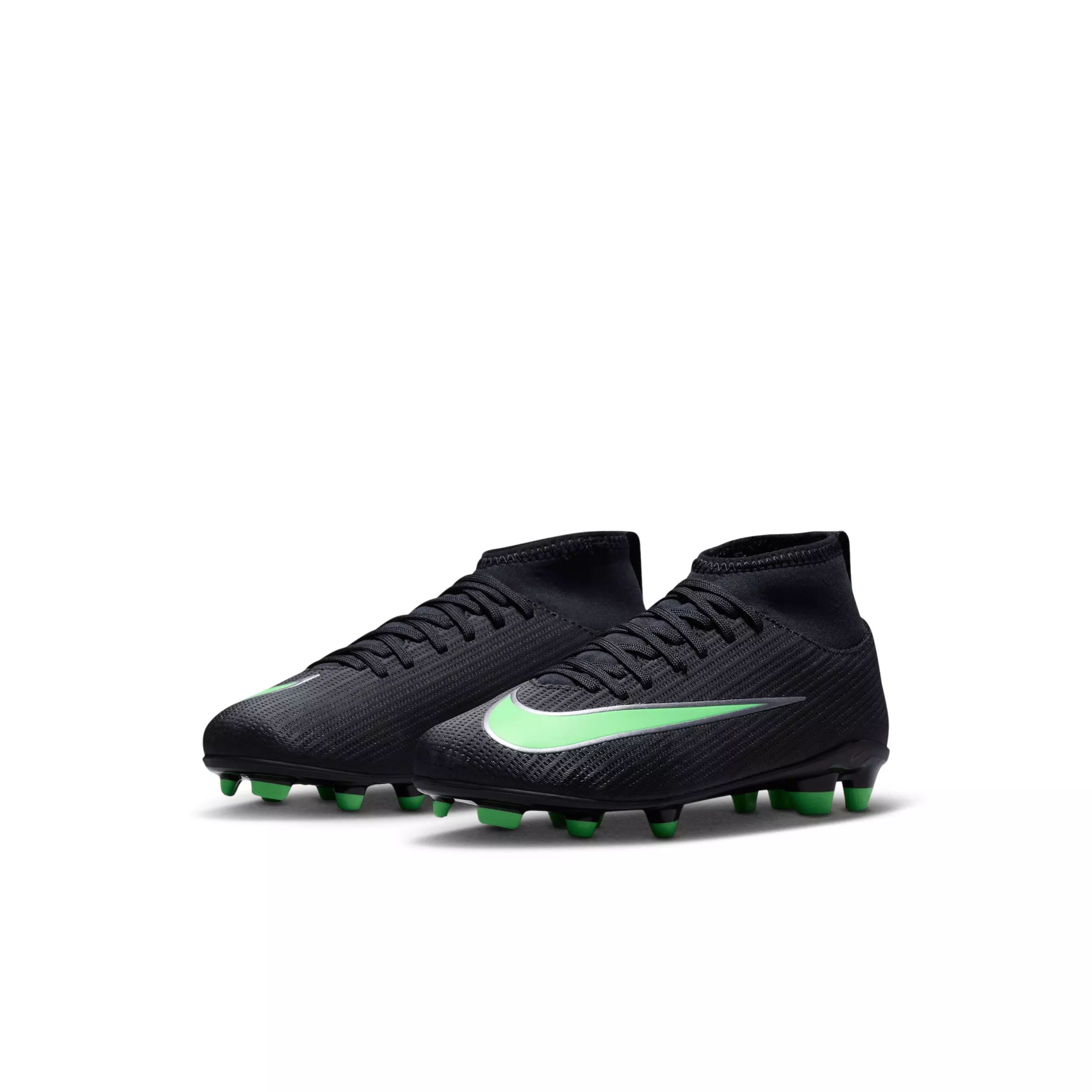 Nike Mercurial Superfly 11 Club MG "Black/Black/Illusion Green" Preschool Kids' Soccer Cleat - BLACK/BLACK/GREEN