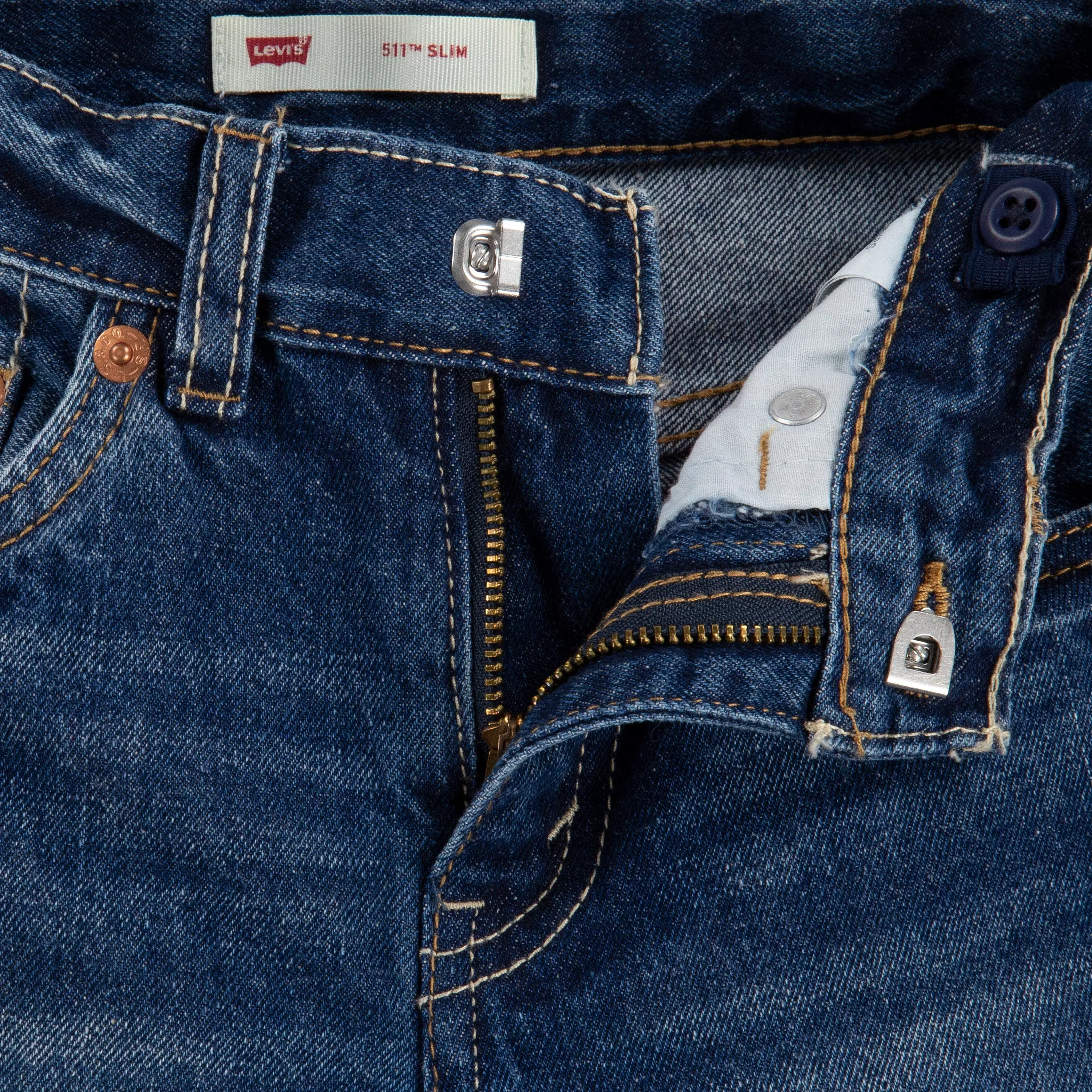 Levi's Little Boys' 511 Slim Fit Dark Blue Wash Denim Shorts - AS SHOWN