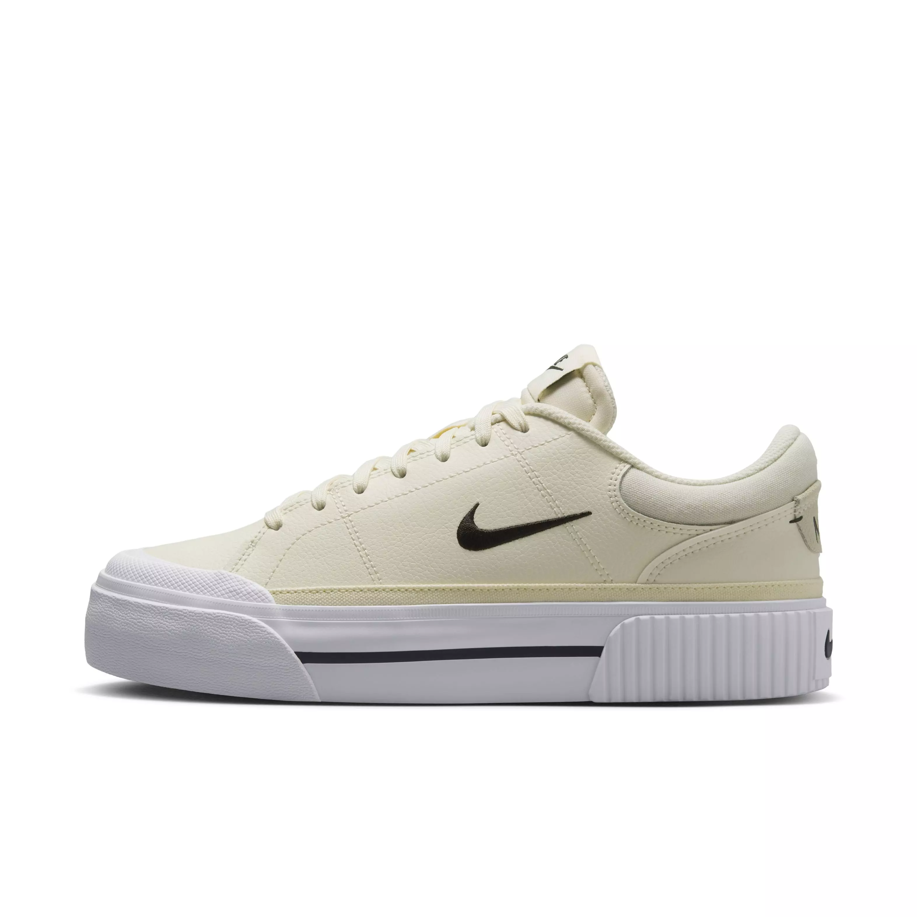 Nike Court Legacy Lift "Pale Ivory/Muslin/White/Black" Women's Shoe - YELLOW/WHITE