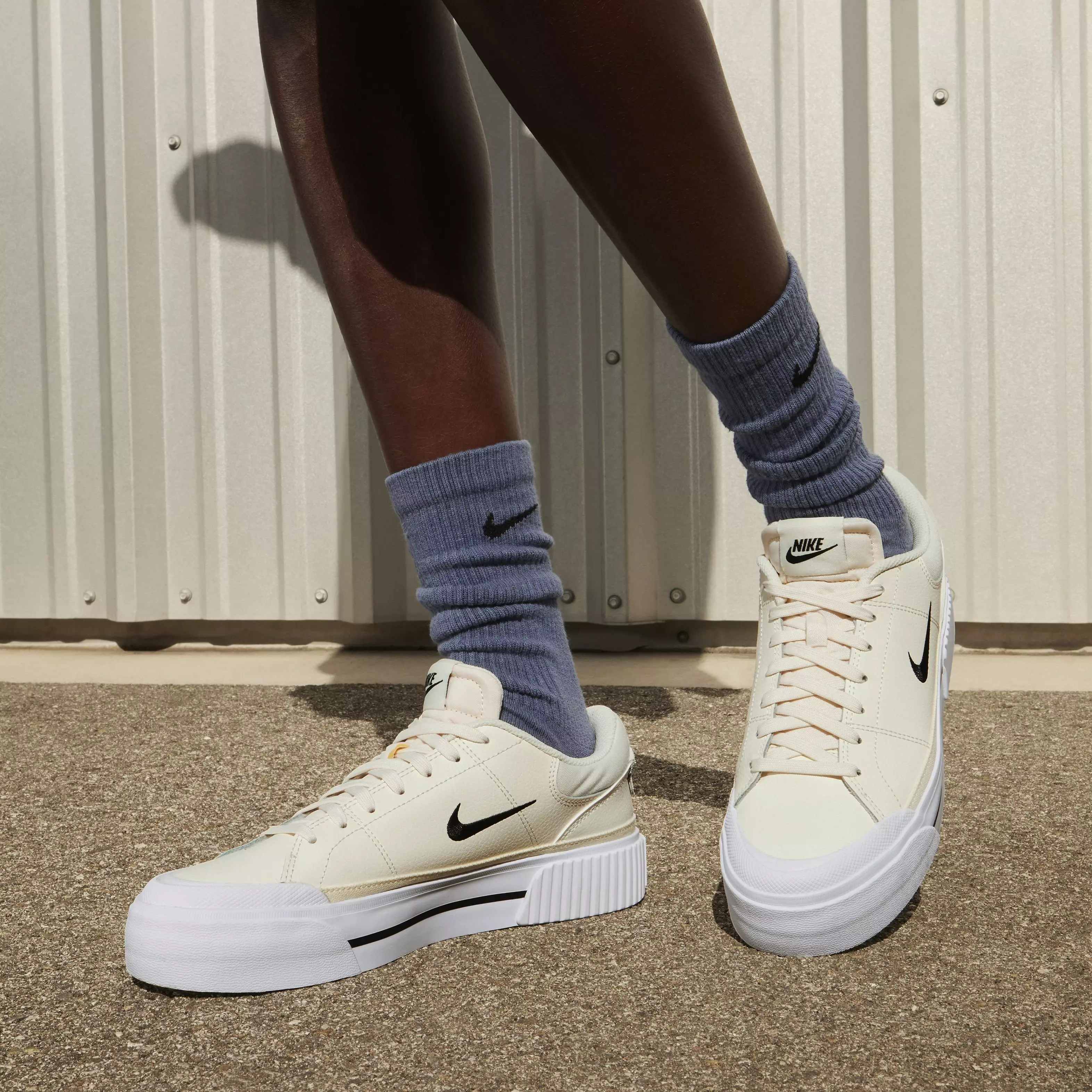 Nike Court Legacy Lift "Pale Ivory/Muslin/White/Black" Women's Shoe - YELLOW/WHITE