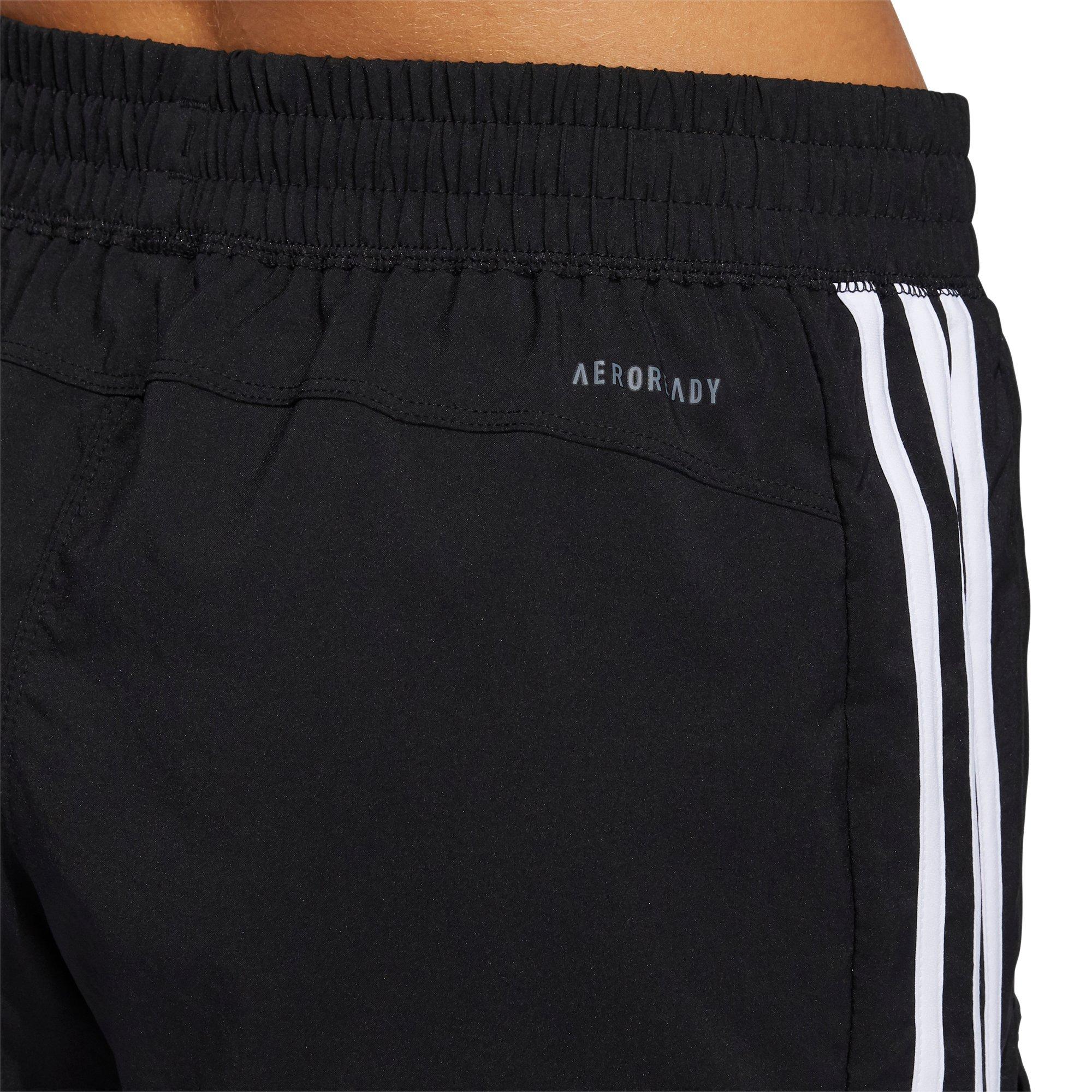 adidas Women's Black/White Pacer 3-Stripes Woven Shorts - BLACK/WHITE Thumbnail View 4