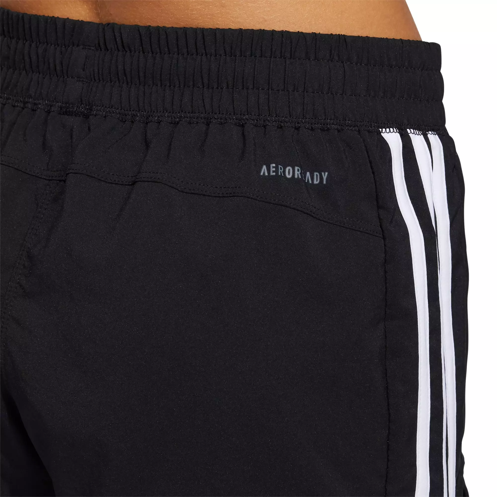 adidas Women's Black/White Pacer 3-Stripes Woven Shorts - BLACK/WHITE