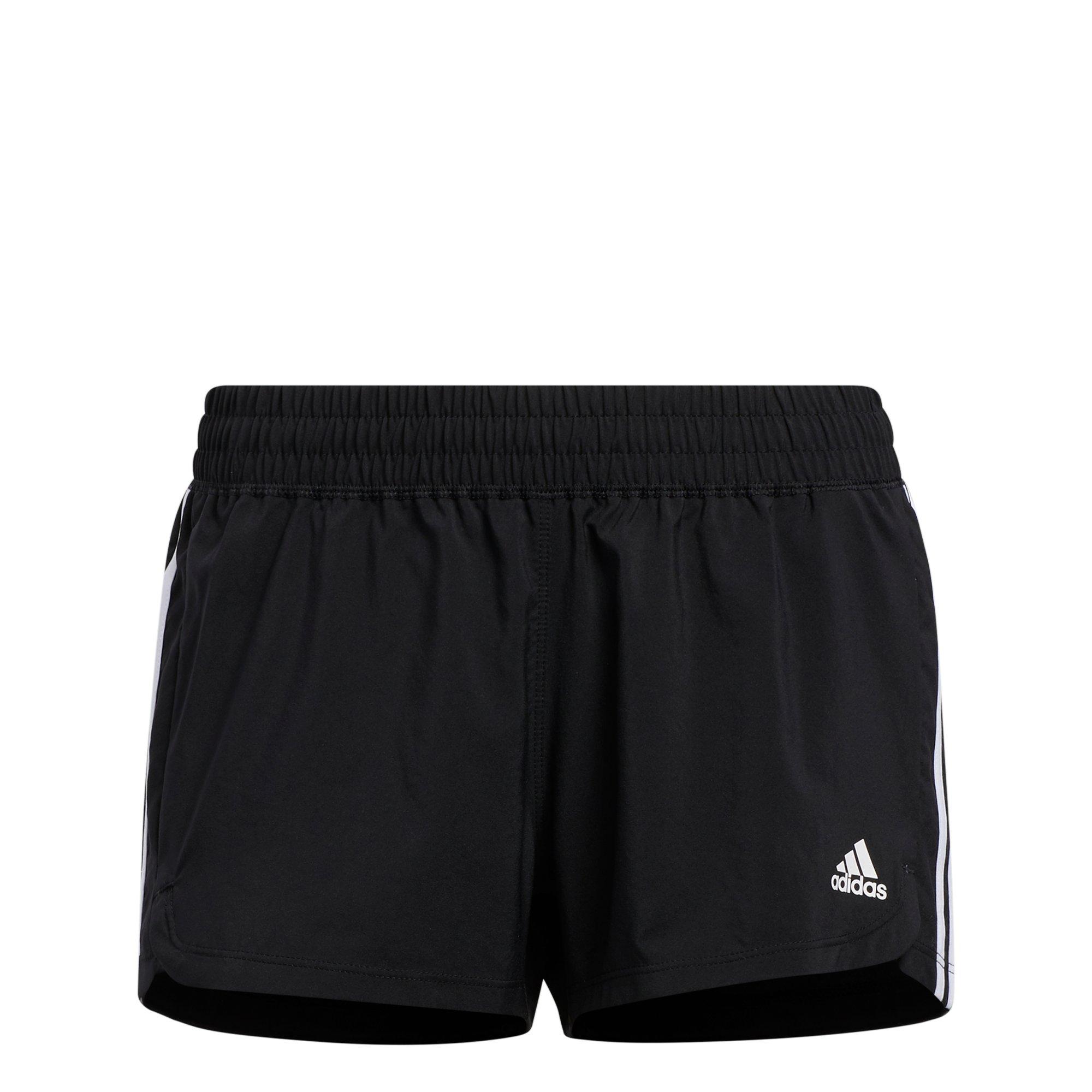 adidas Women's Black/White Pacer 3-Stripes Woven Shorts - BLACK/WHITE Thumbnail View 7