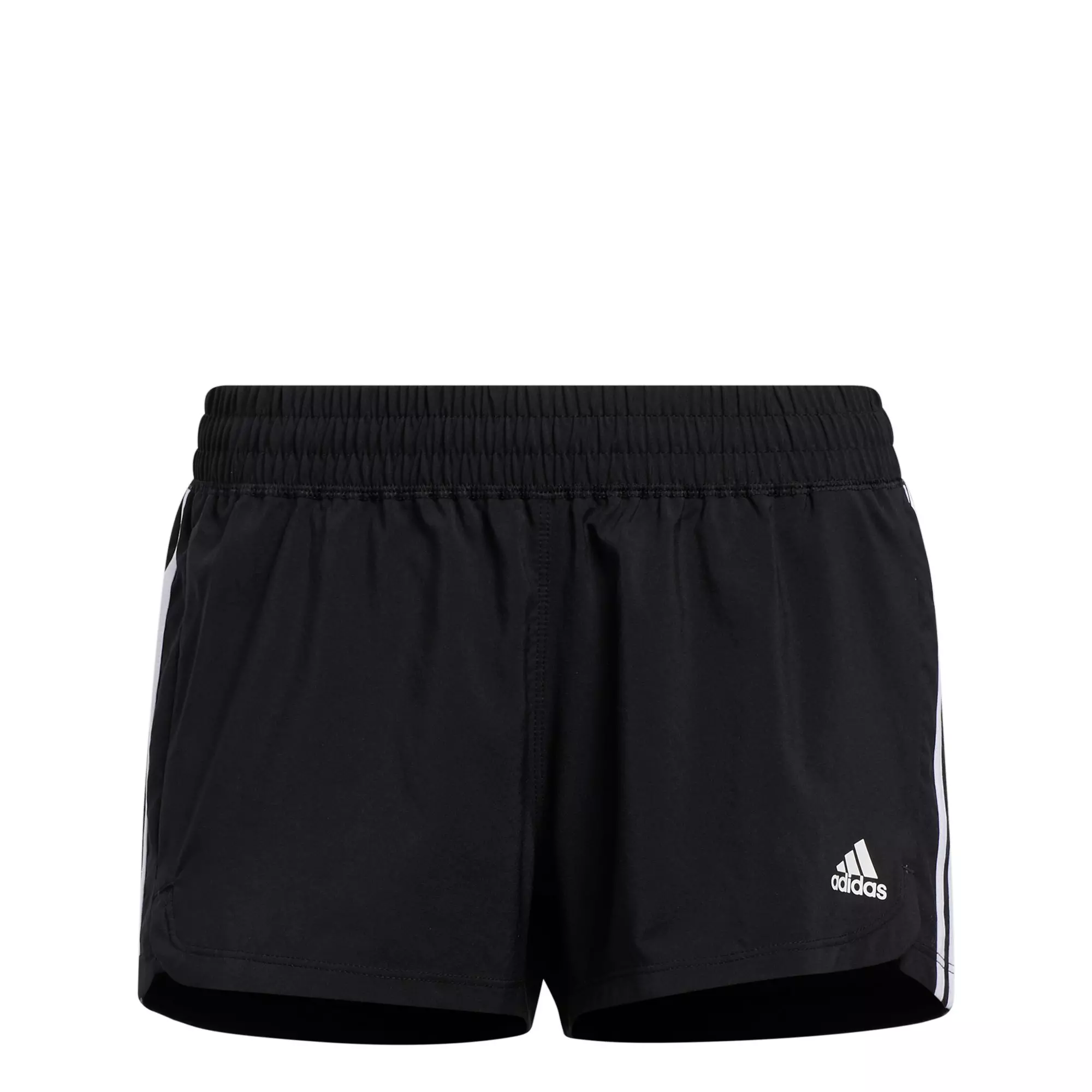 adidas Women's Black/White Pacer 3-Stripes Woven Shorts - BLACK/WHITE