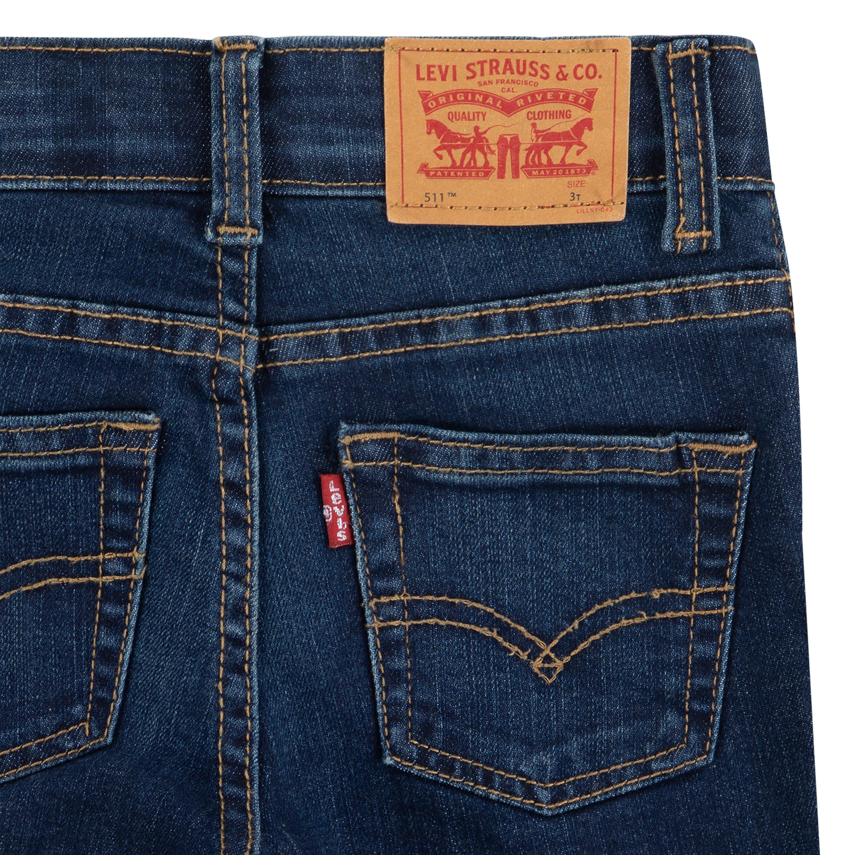 Levi's Toddler Boys' Performance 511 Slim Fit Medium Wash Highlands Denim Shorts - BLUE Thumbnail View 6
