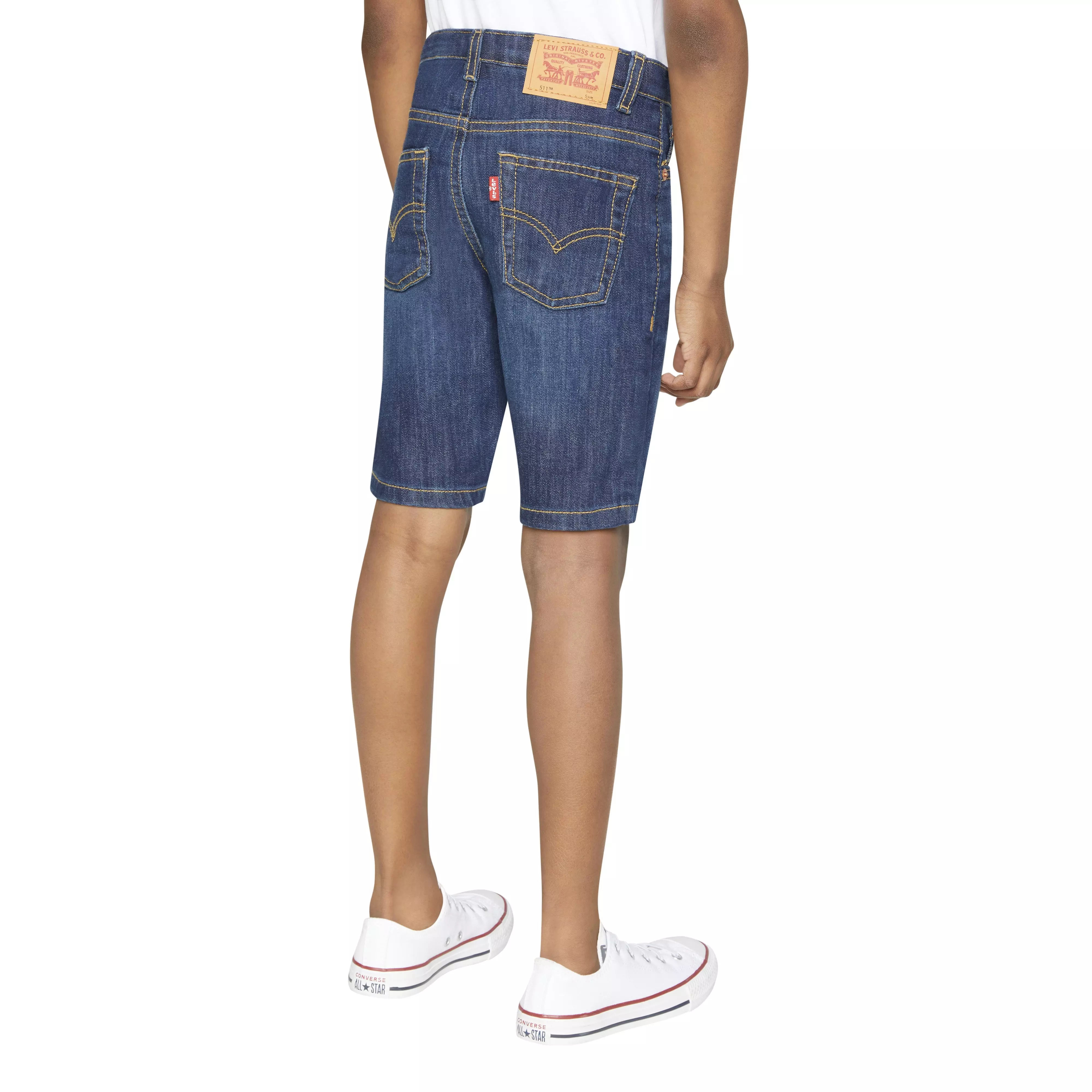 Levi's Little Boys' Performance 511 Slim Fit Medium Wash Highlands Denim Shorts - BLUE