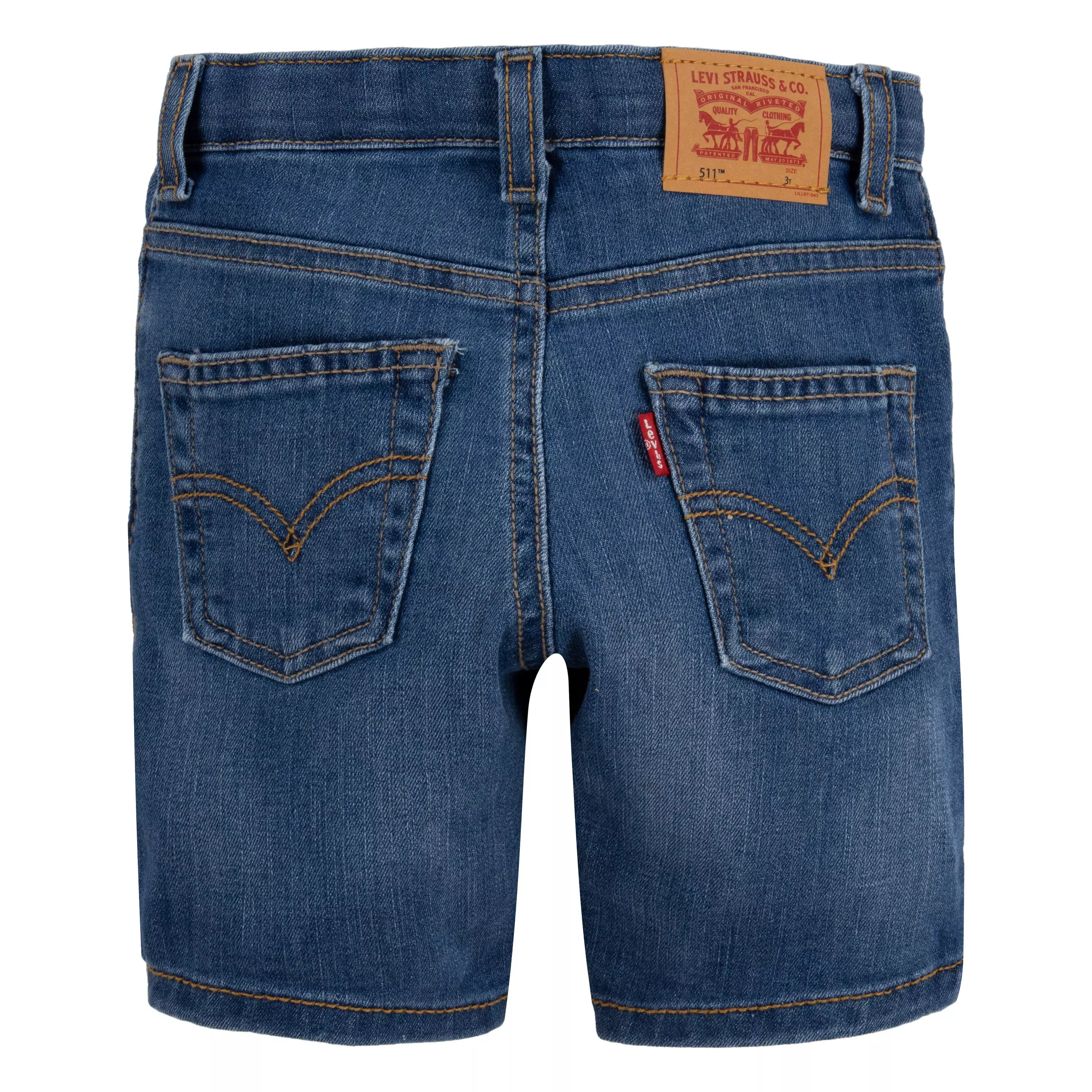 Levi's Toddler Boys' Performance 511 Slim Fit Medium Wash Blown Away Denim Shorts - BLUE