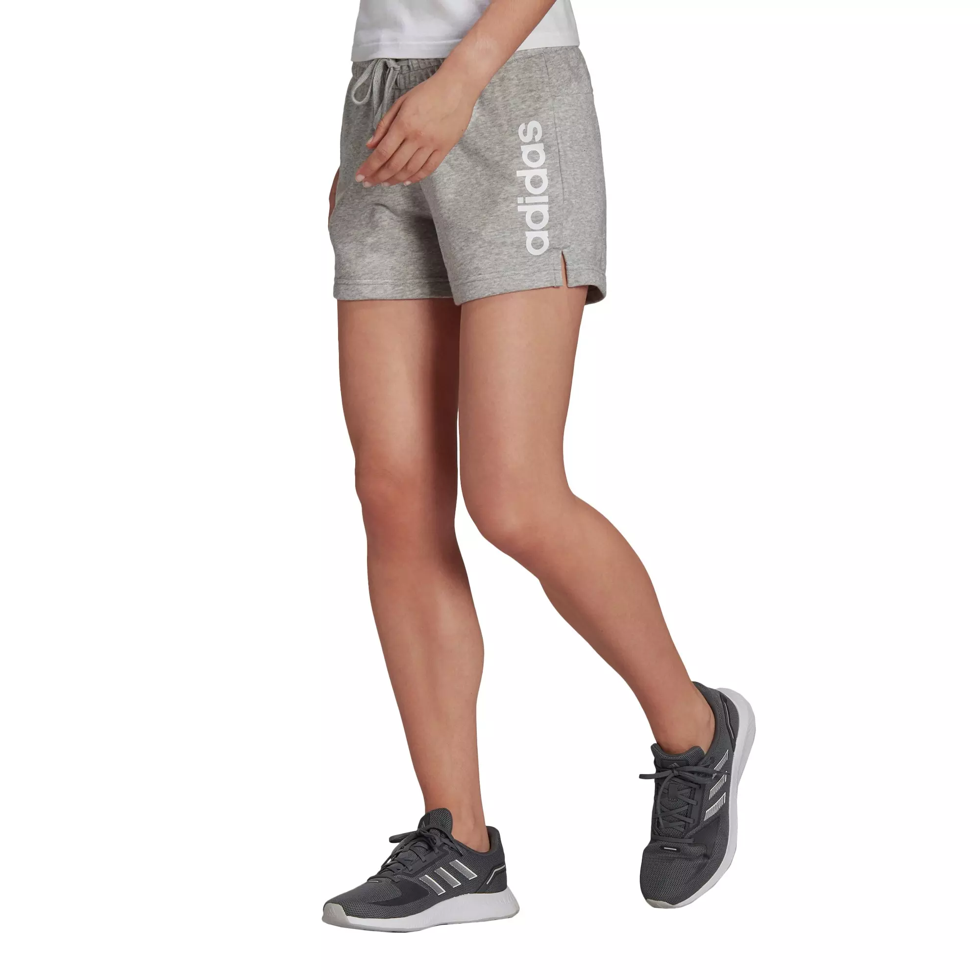 adidas Women's Essentials Grey Slim Logo Shorts - GREY